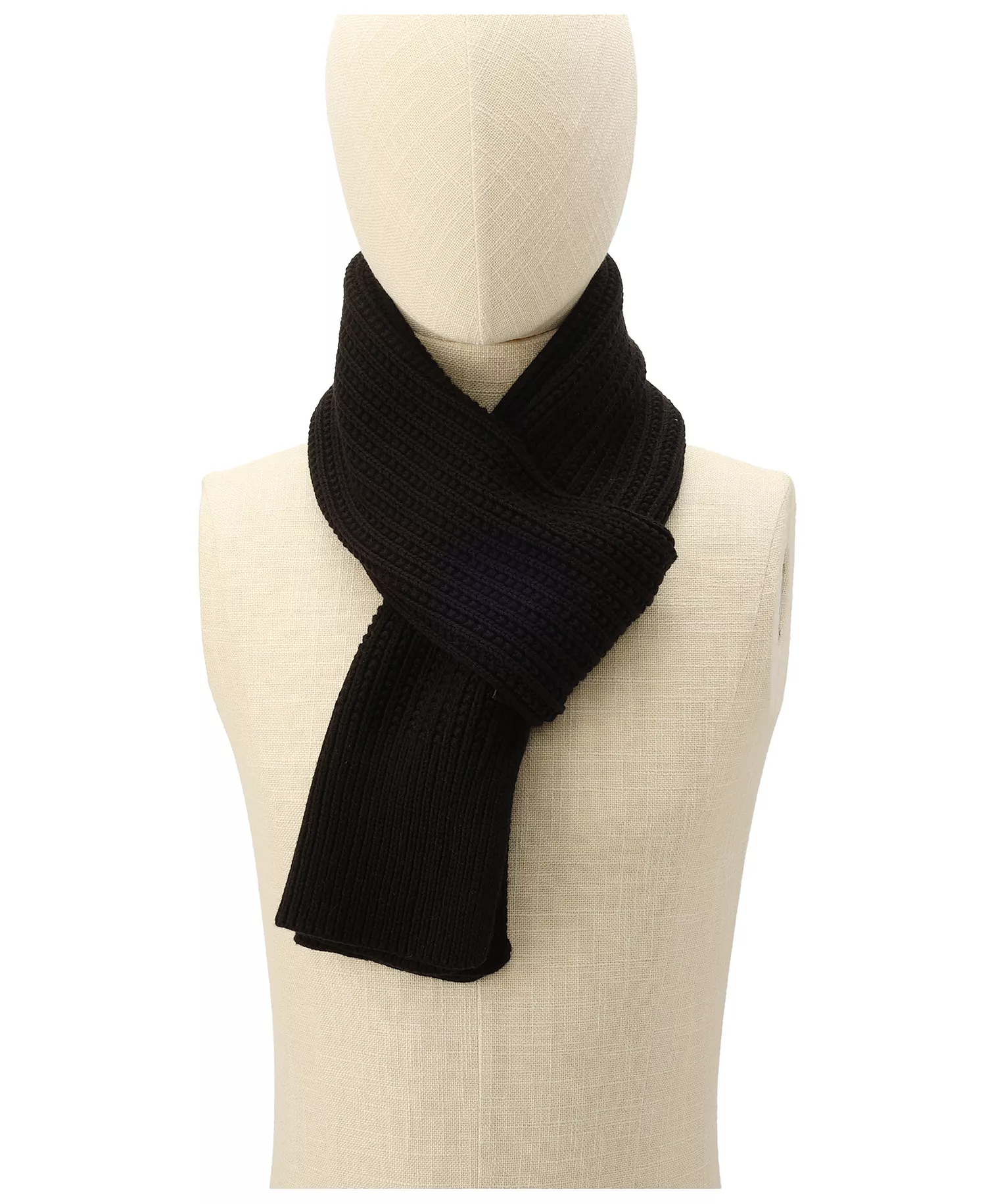 Men's Links Ribbed Knit Scarf - Black - OS