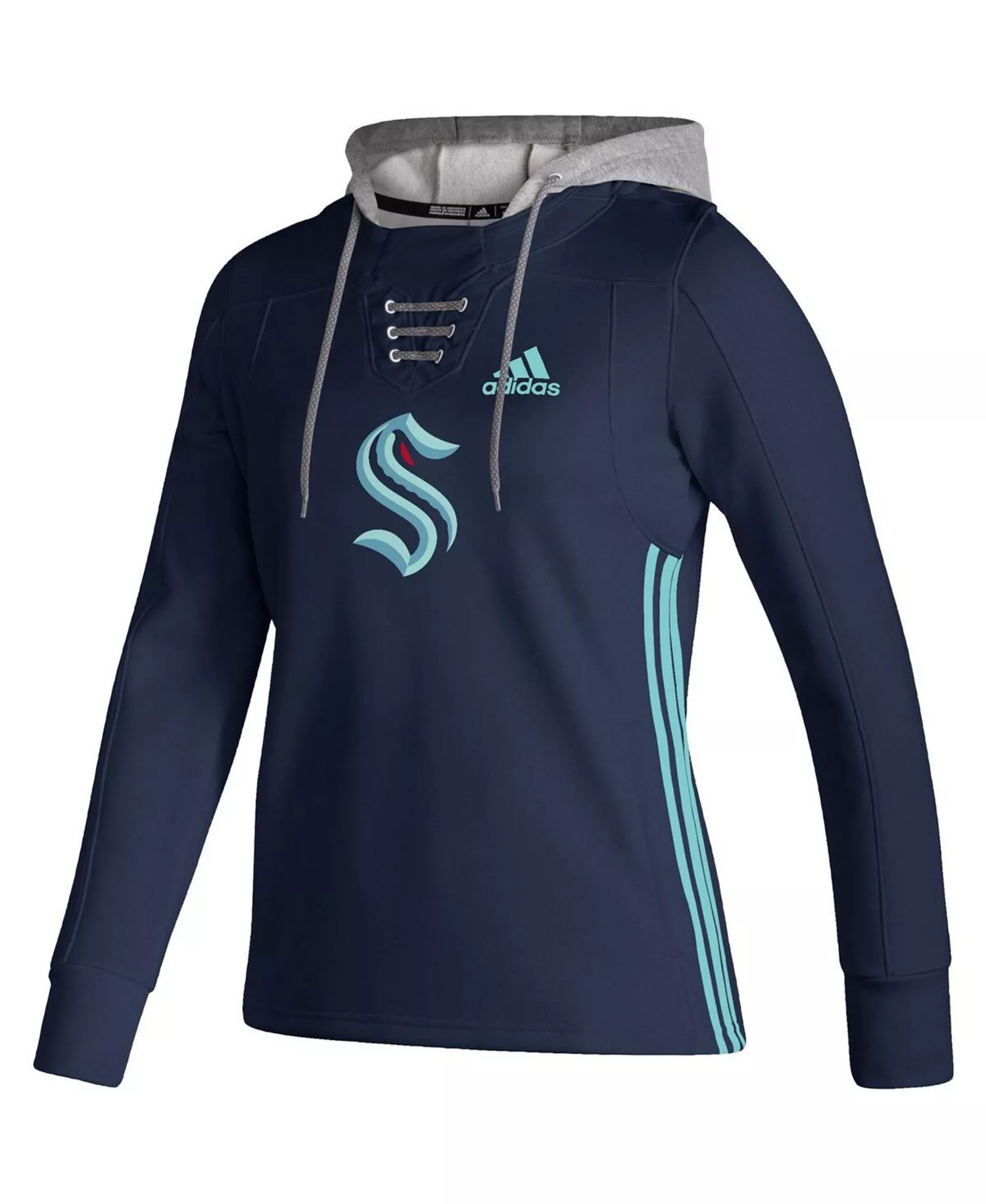 Women's Deep Sea Blue Seattle Kraken Skate Lace AEROREADY Pullover Hoodie - Deep Sea Blue - XL