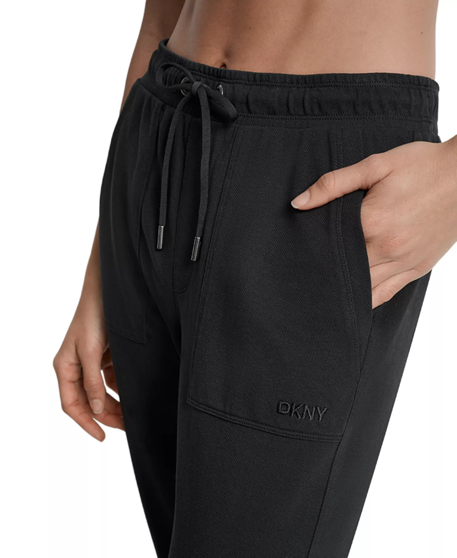 Women's Cotton-Blend Tie-Waist Joggers - Black - L