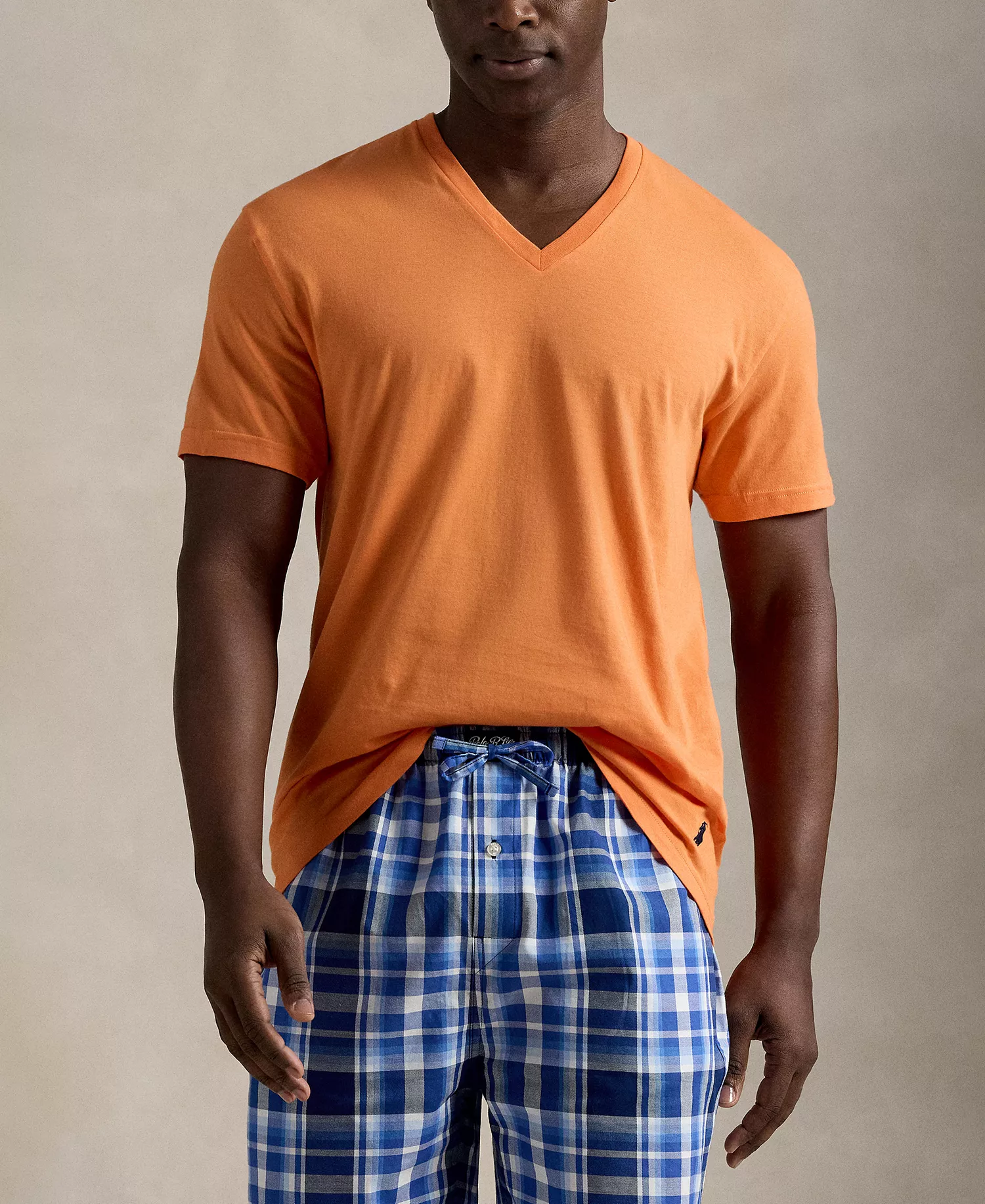 Men's 3-Pack Classic Cotton V-Neck Undershirts - Fall Royal/Harbor Island Blue/May Orange - L