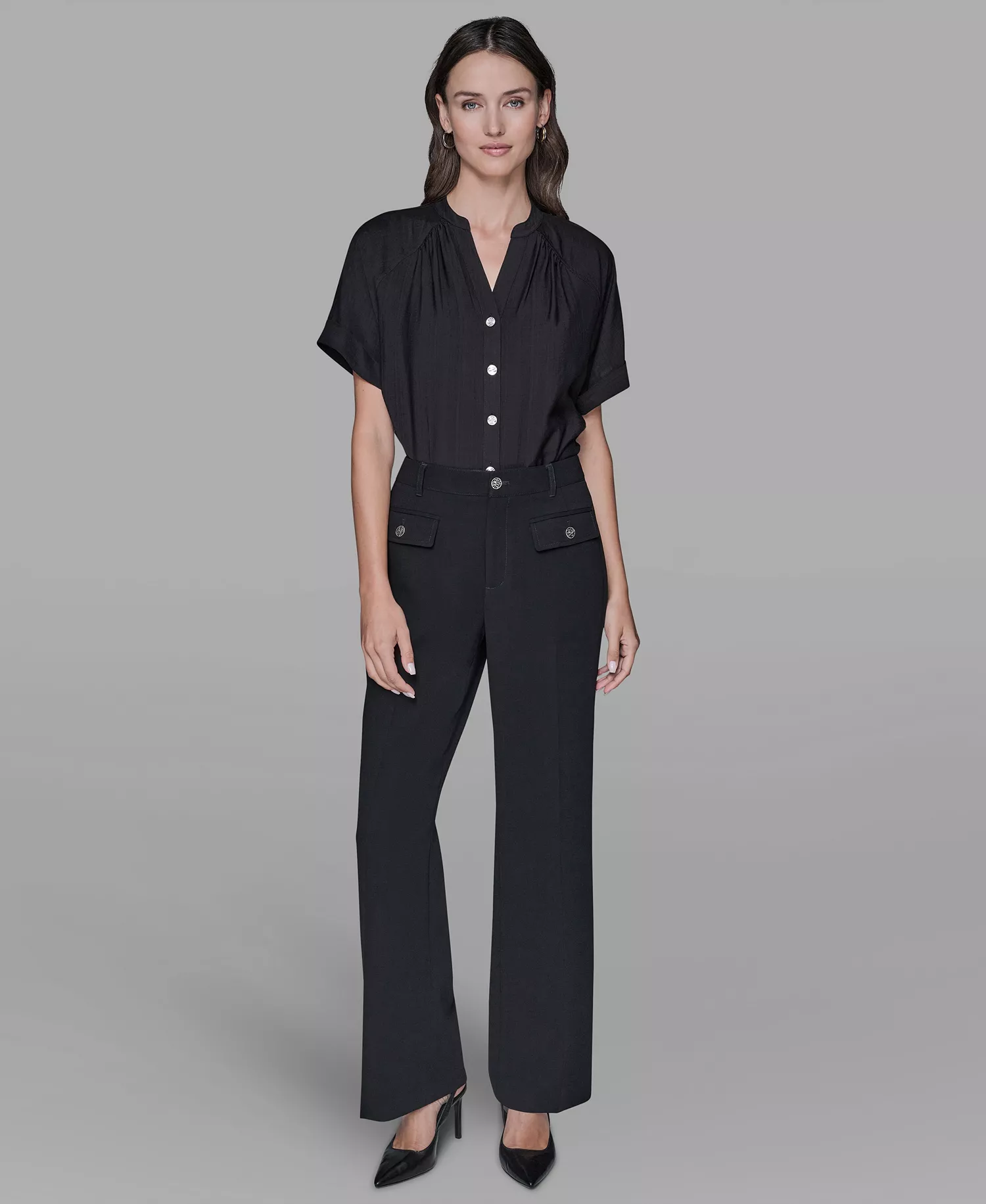 Women's Drop Shoulder Top - Black - L