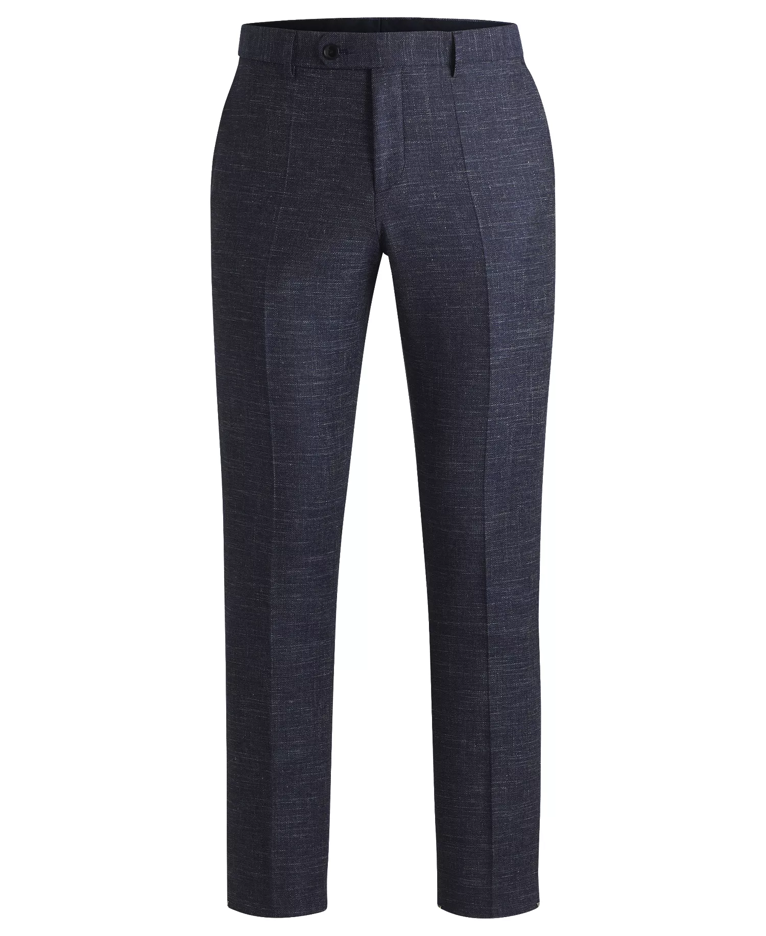 Men's Patterned Wool Blend Slim-Fit Trousers - Dark Blue - 42R