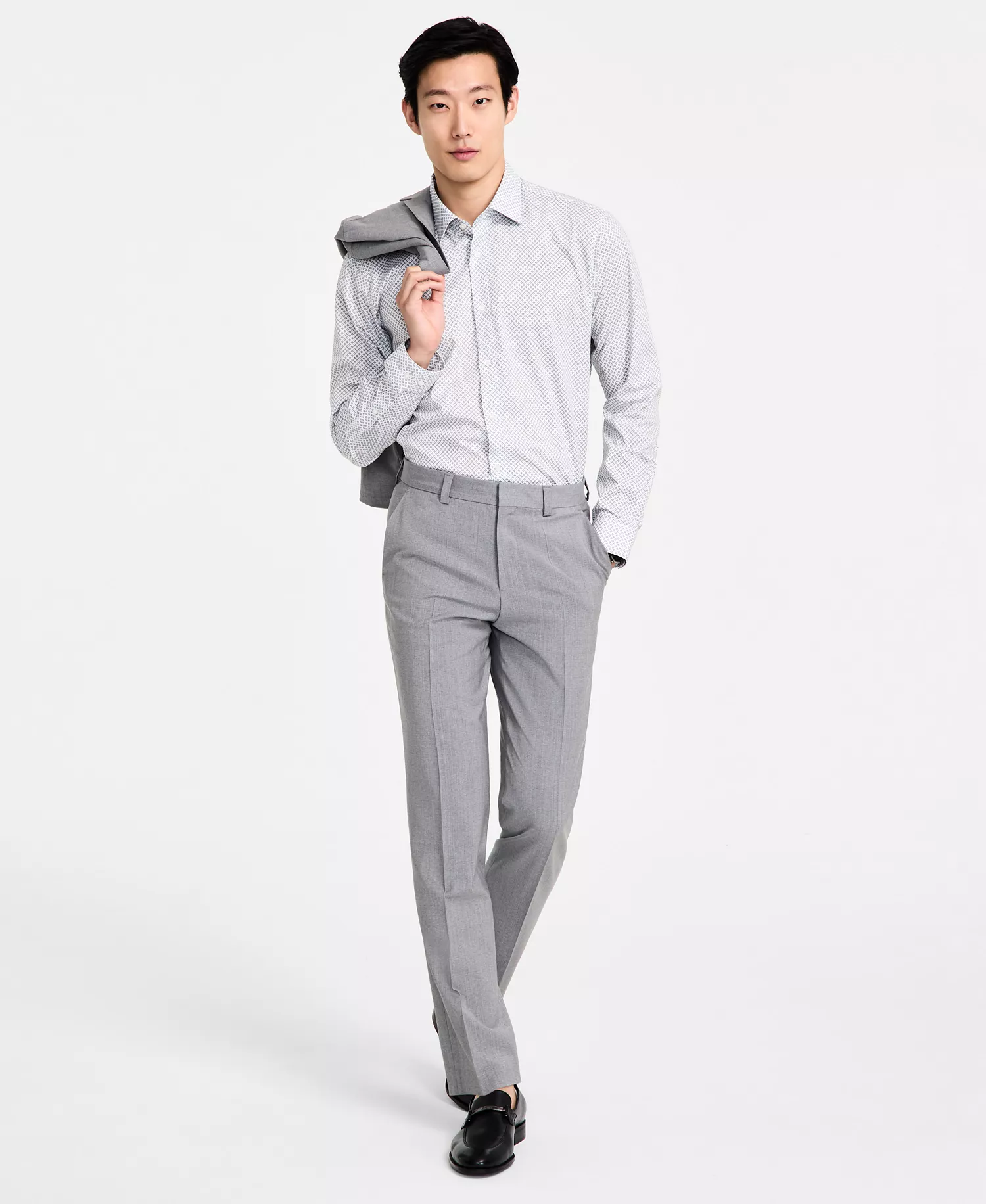 Men's Modern-Fit Wool Blend Suit Separate Pant - CLOSE OUT! - Grey - 36R