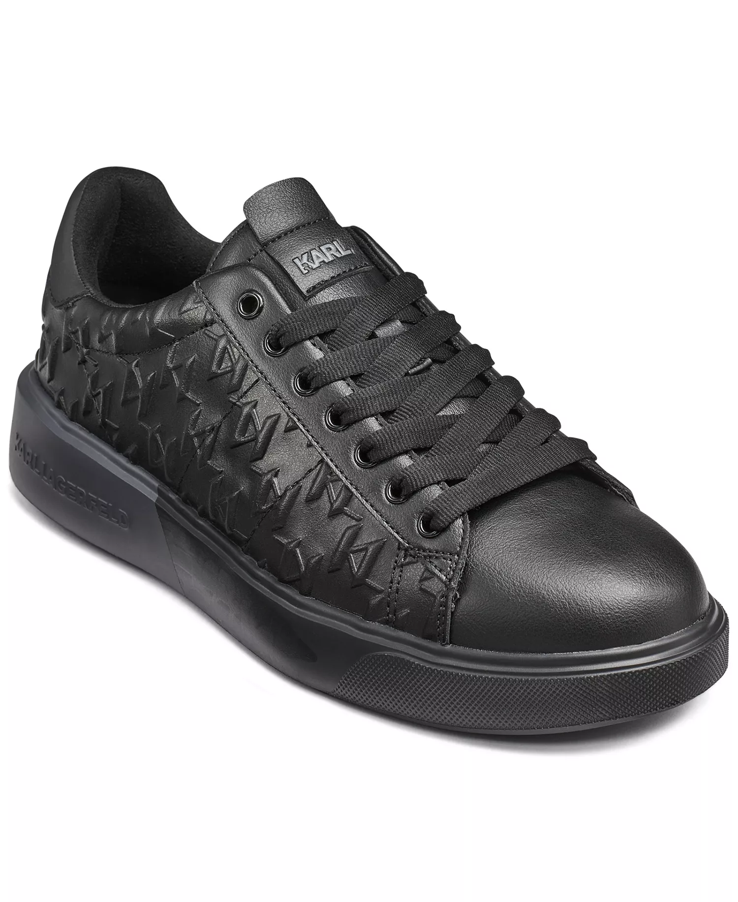 Men's Side Embossed Logo Sneakers - Black - 12M