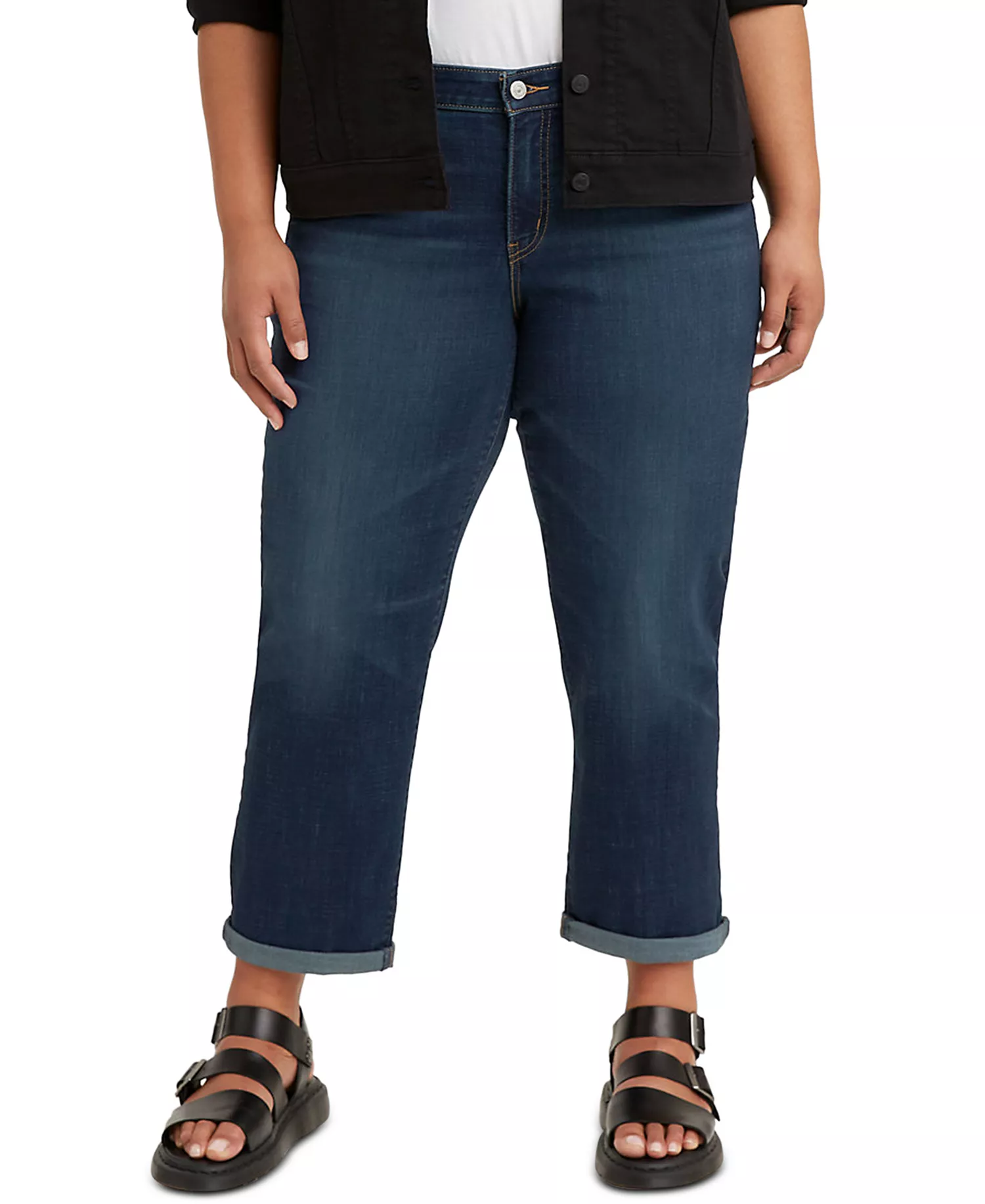Trendy Plus Size Boyfriend Jeans - Cobalt Lay - 14W
