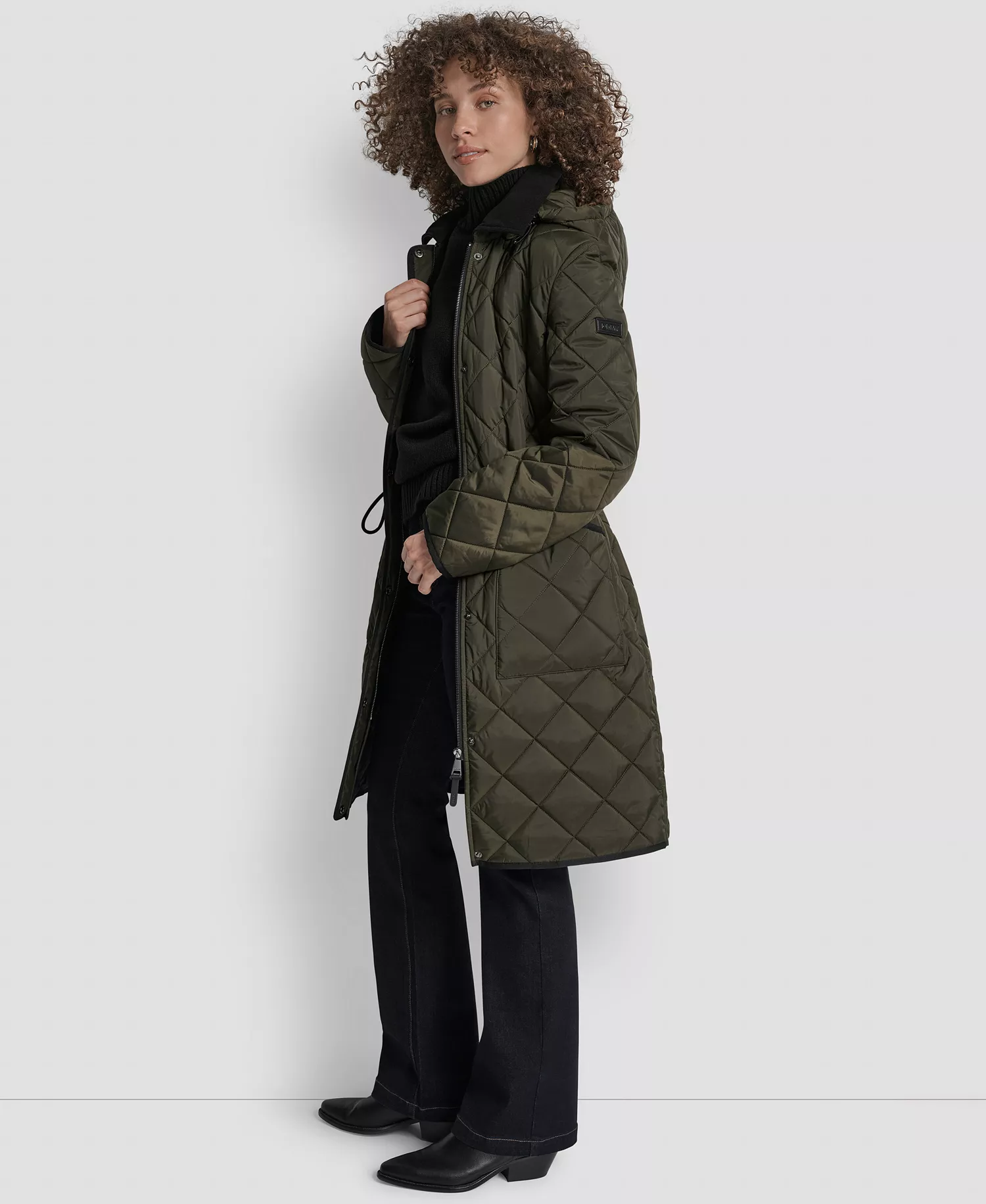 Women's Corduroy-Collar Quilted Anorak Coat - Loden - XXS