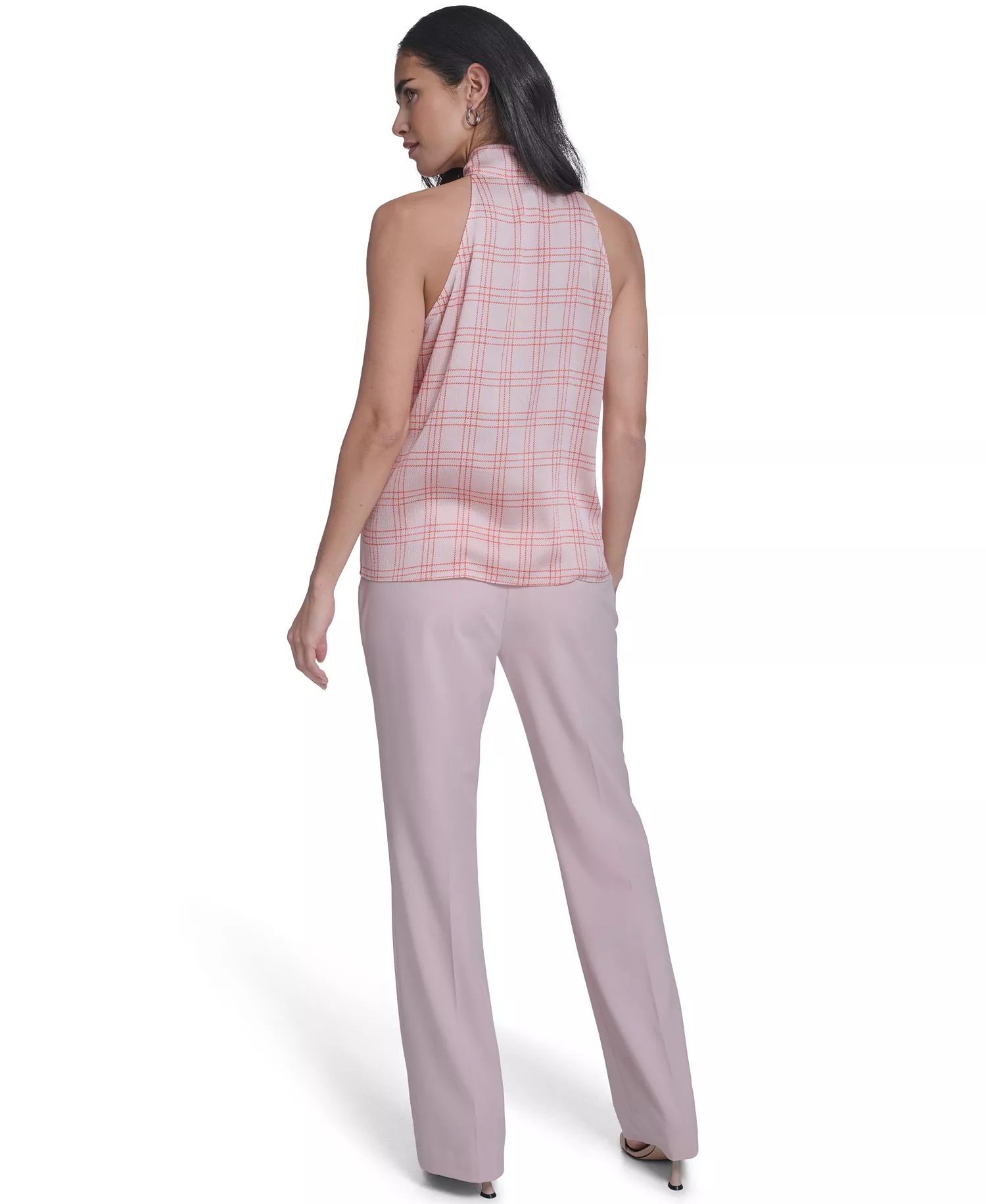 Women's Sleeveless Tie-Neck Top - Petal/porcelain Rose - L