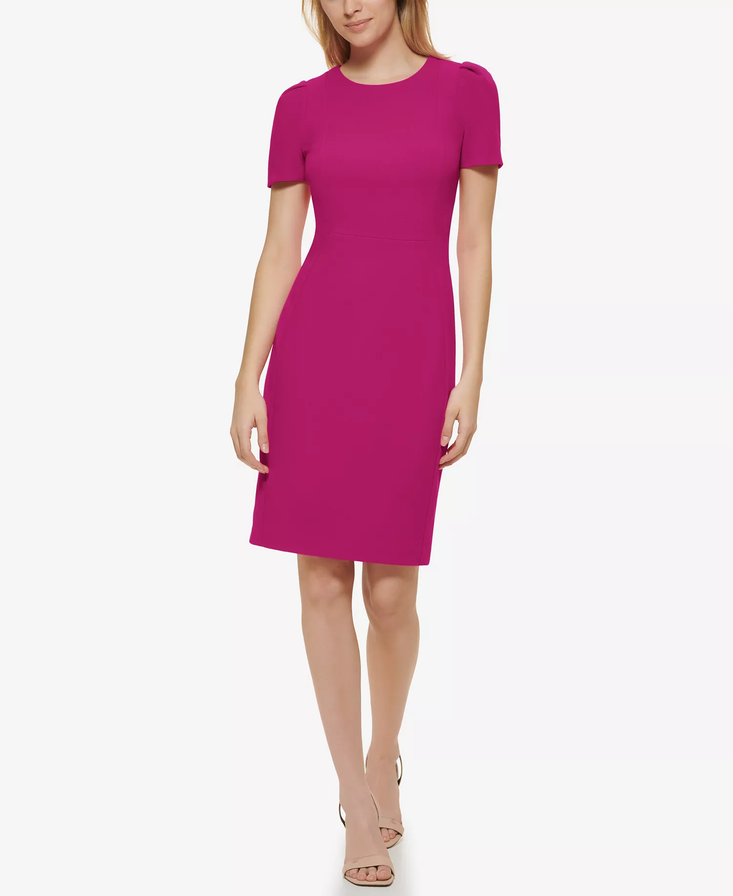 Women's Short-Sleeve Scuba Sheath Dress - Boysenberry - 10