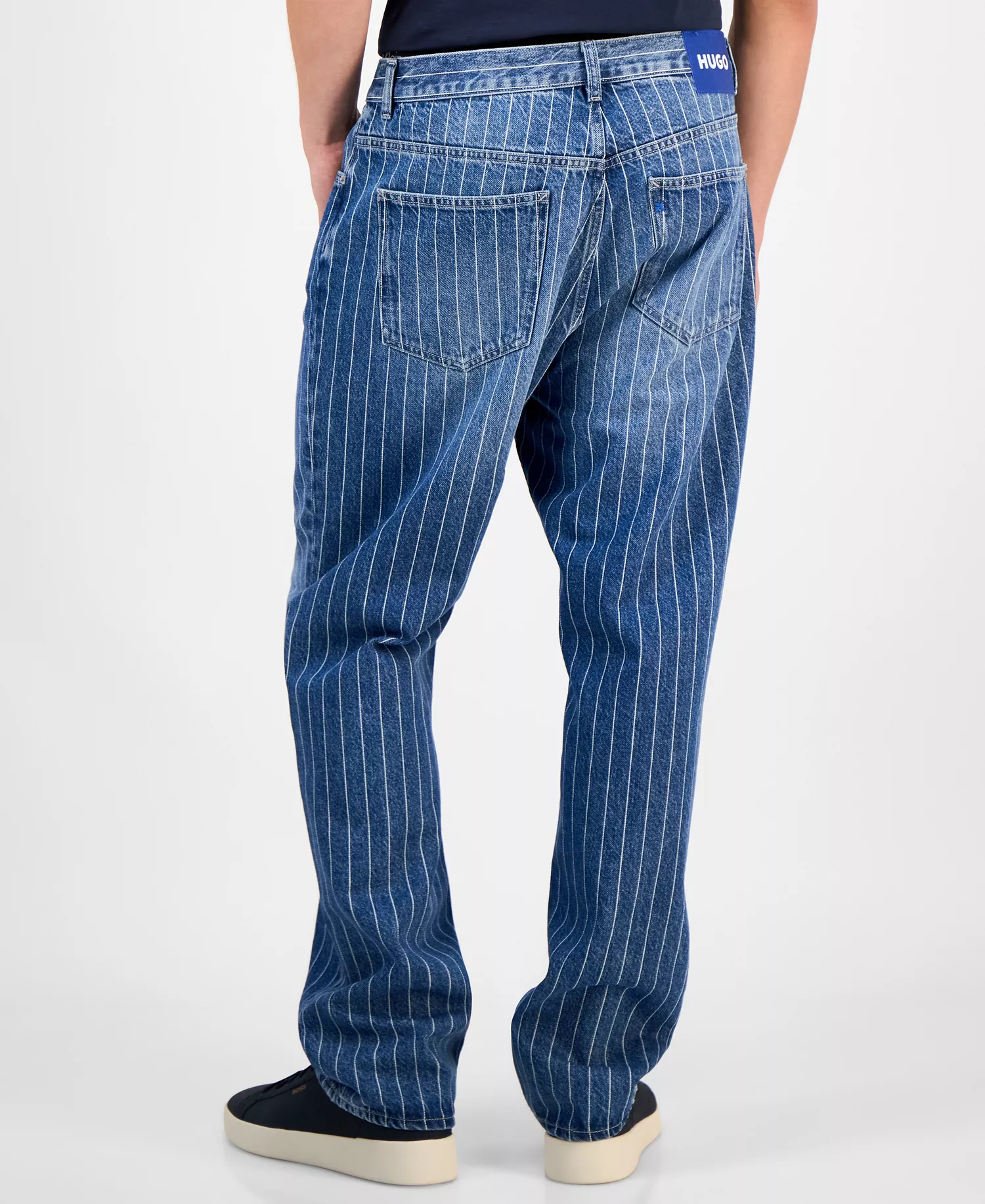 Men's Nate Faded Stripe Cotton Jeans - Medium Blue - 30x32