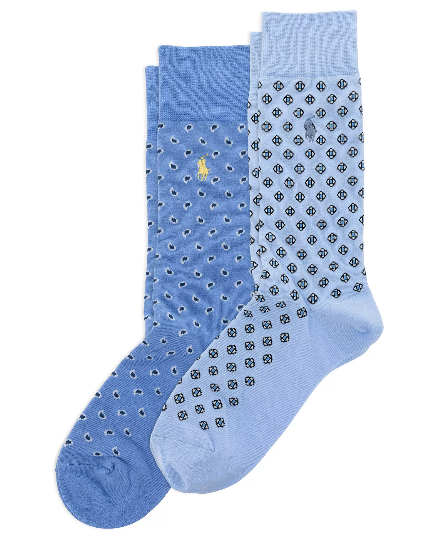 Men's Foulard Slack Socks, 2-Pack - Blue - 10-13