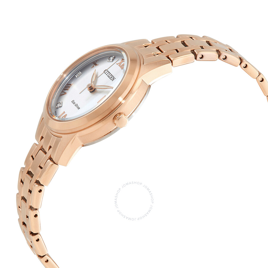 Citizen Eco-Drive Crystal Silver Dial Ladies Watch