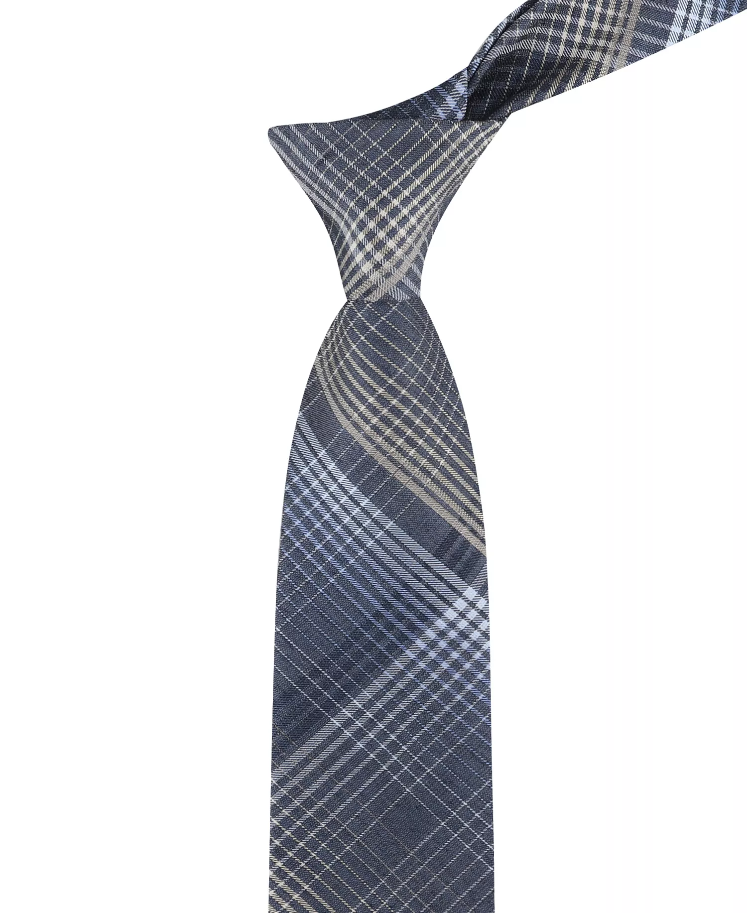 Men's Kevin Plaid Tie - Navy - ONE SIZE