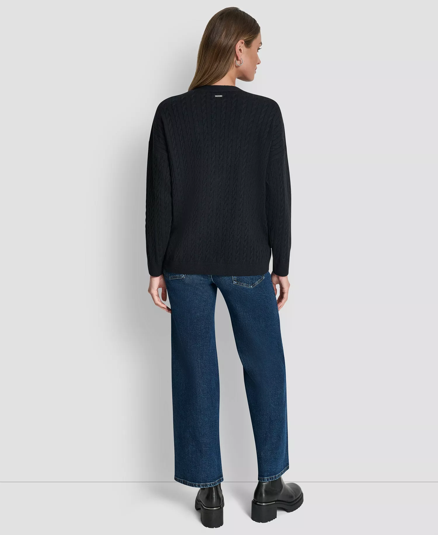 Women's V-Neck Boxy Cardigan Sweater - Black - XL