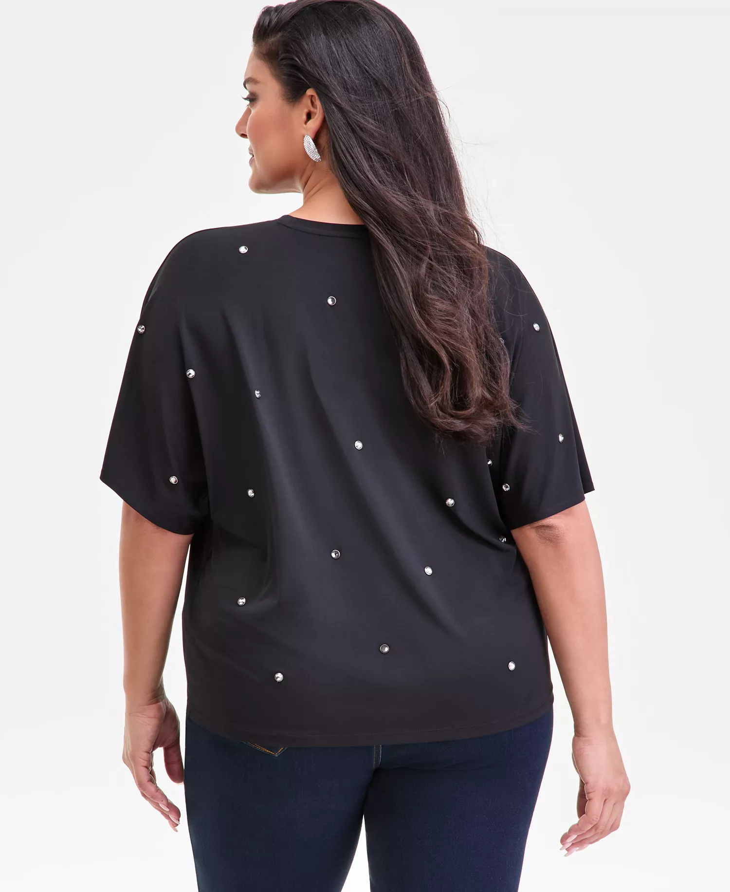Plus Size Embellished Dolman-Sleeve Top, Macy's Exclusive  - Deep Black - 0X