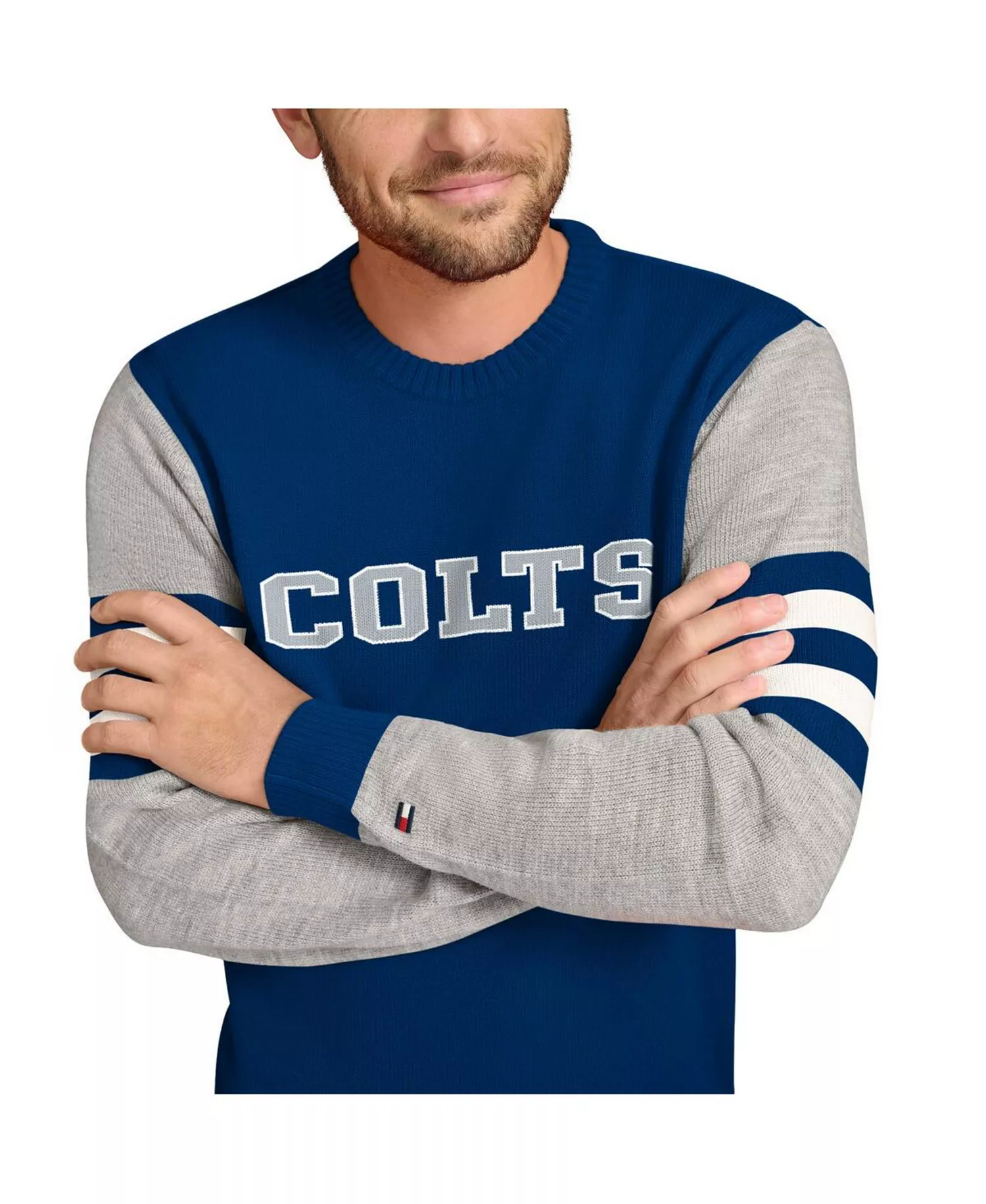 Men's Royal/Heather Gray Indianapolis Colts Acrylic Crewneck Pullover Sweatshirt - Royal, Heather Gray - XL