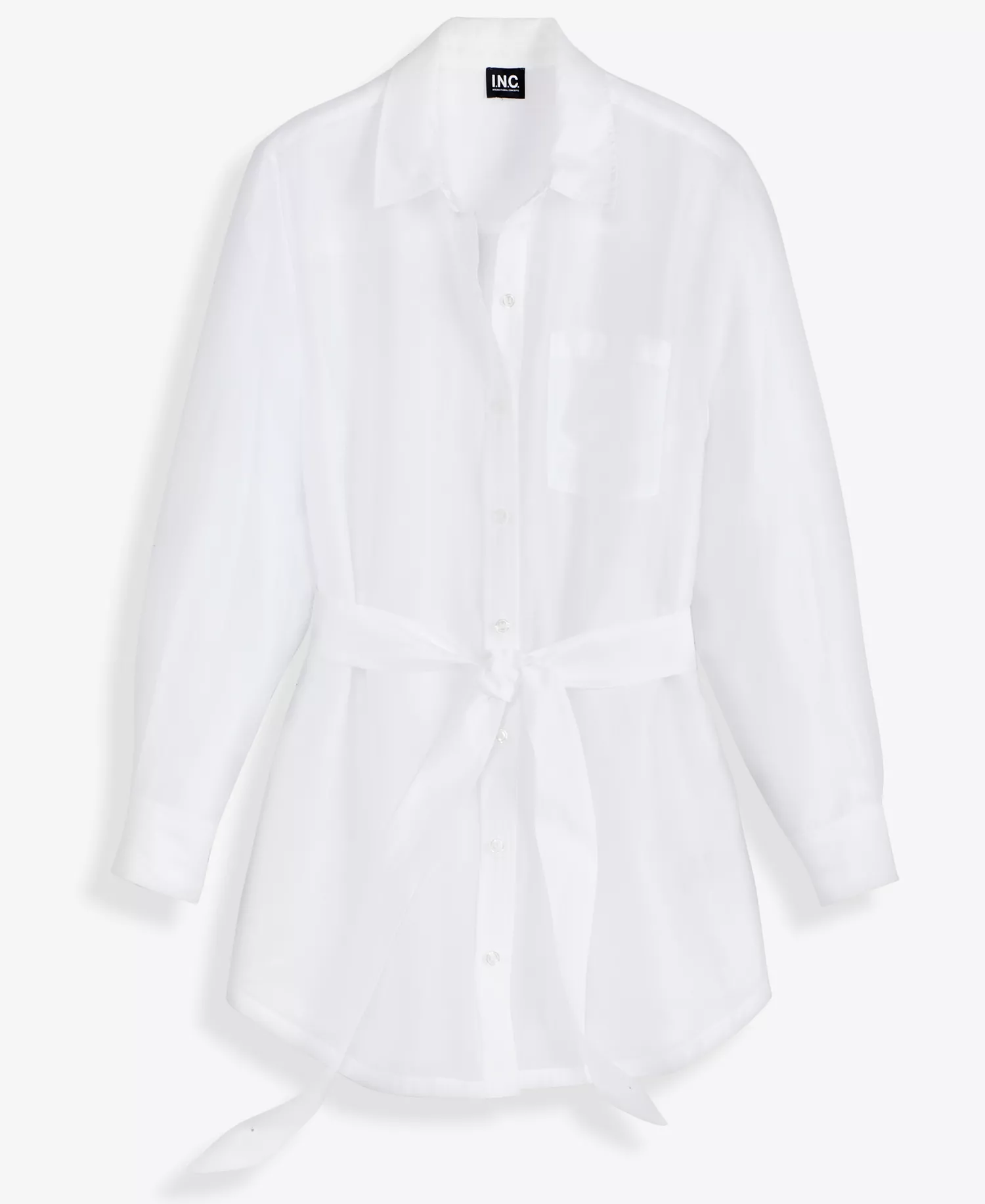 Women's Sash-Tie Tunic Shirt, Macy's Exclusive - Bright White - L
