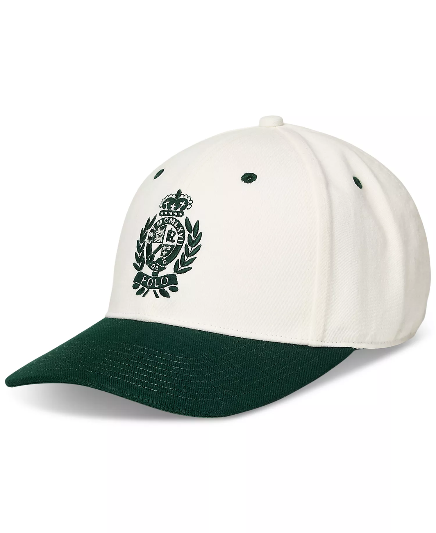 Men's Two-Tone Crest Twill Ball Cap - Deckwash Wht/college Grn Mlt - No Size