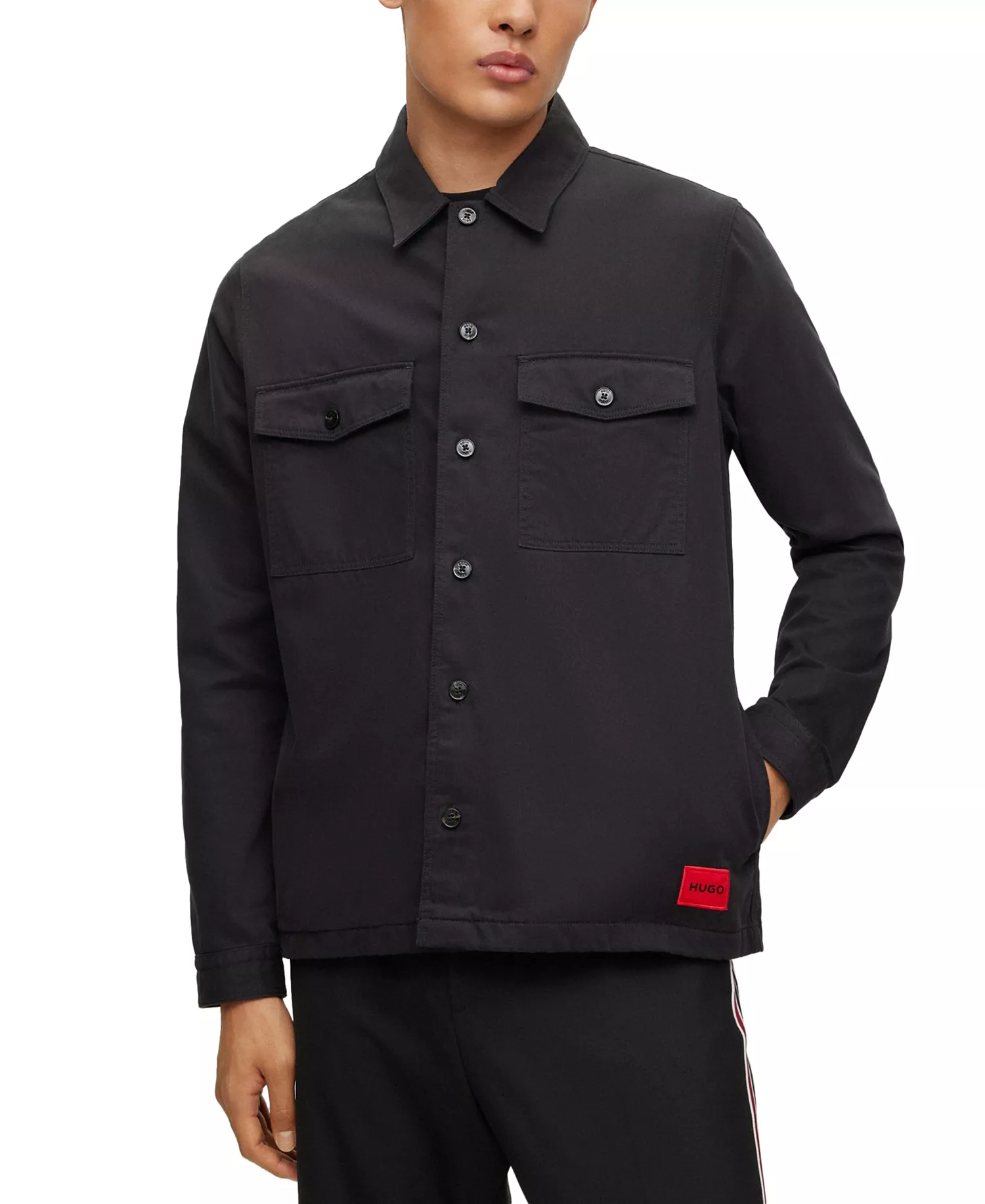 Men's Oversized-Fit Shirt Jacket - Black - L
