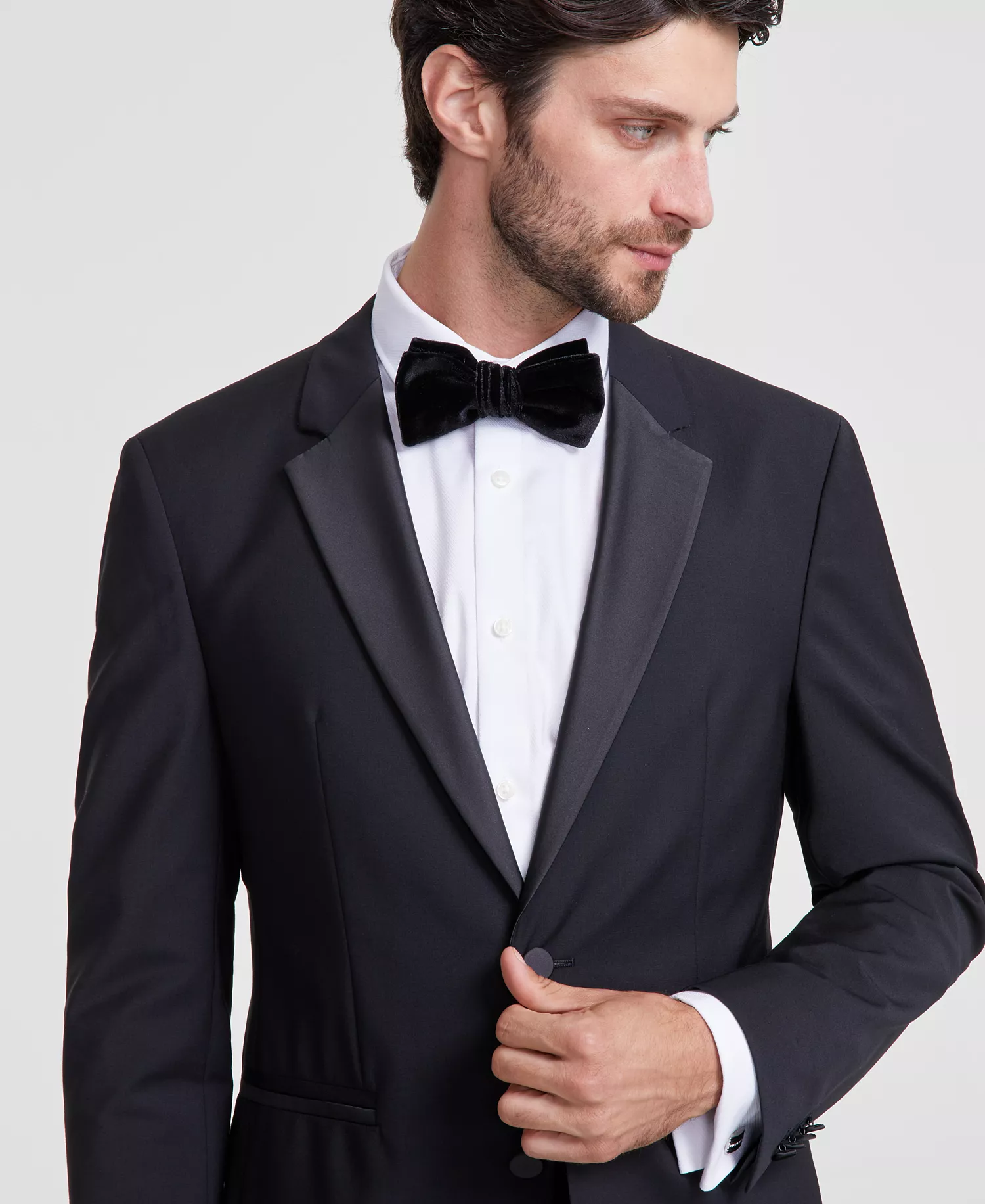 Men's Modern-Fit Wool Blend Super Flex Stretch Tuxedo Jacket - Black - 36R