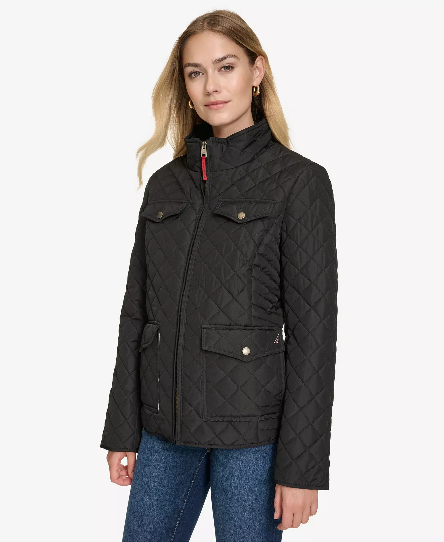 Nautica Women's Solid Quilted Jacket - Black - L