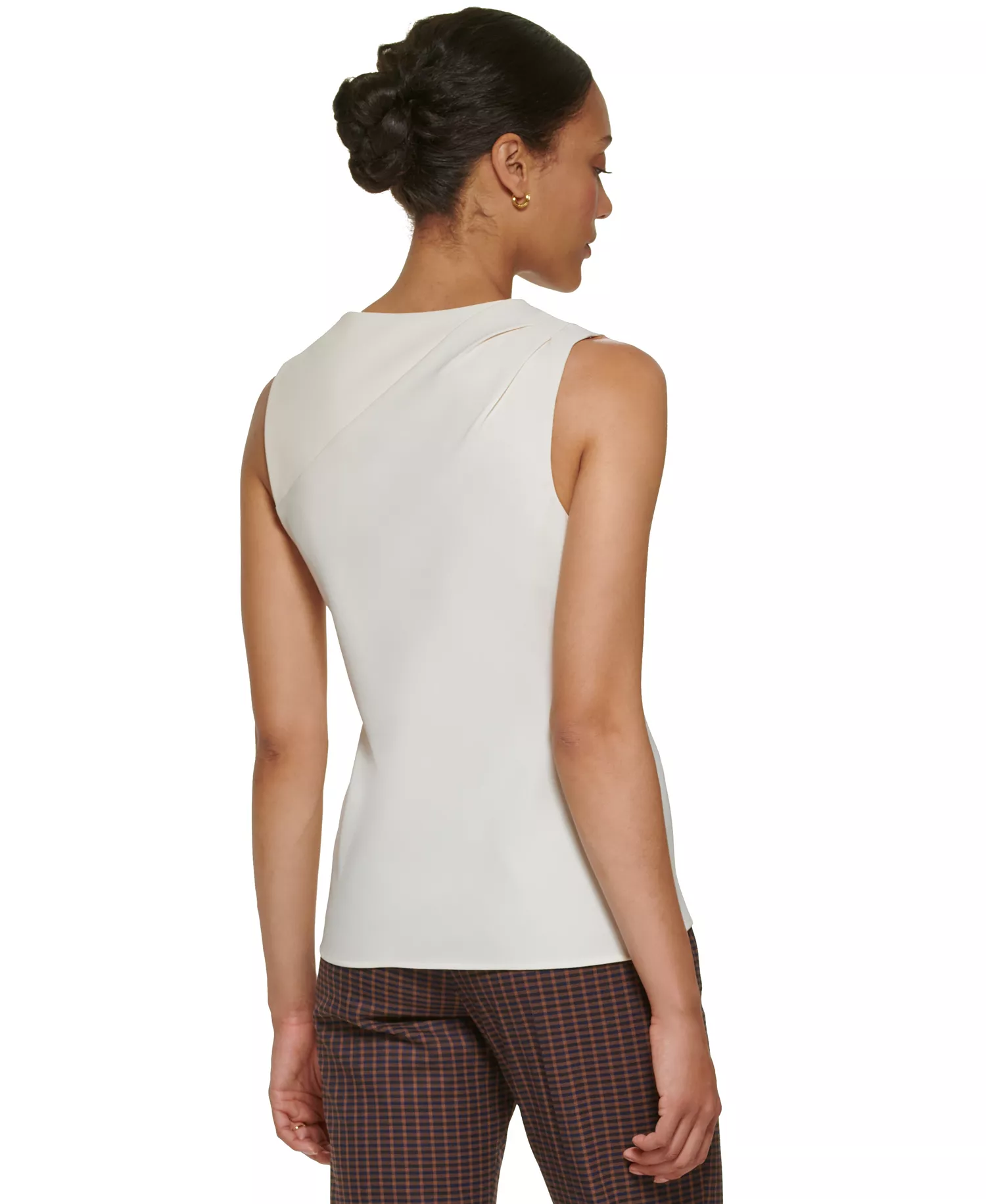 Petite Sleeveless Mix Media Knit Blouse - Buttercream - P/L