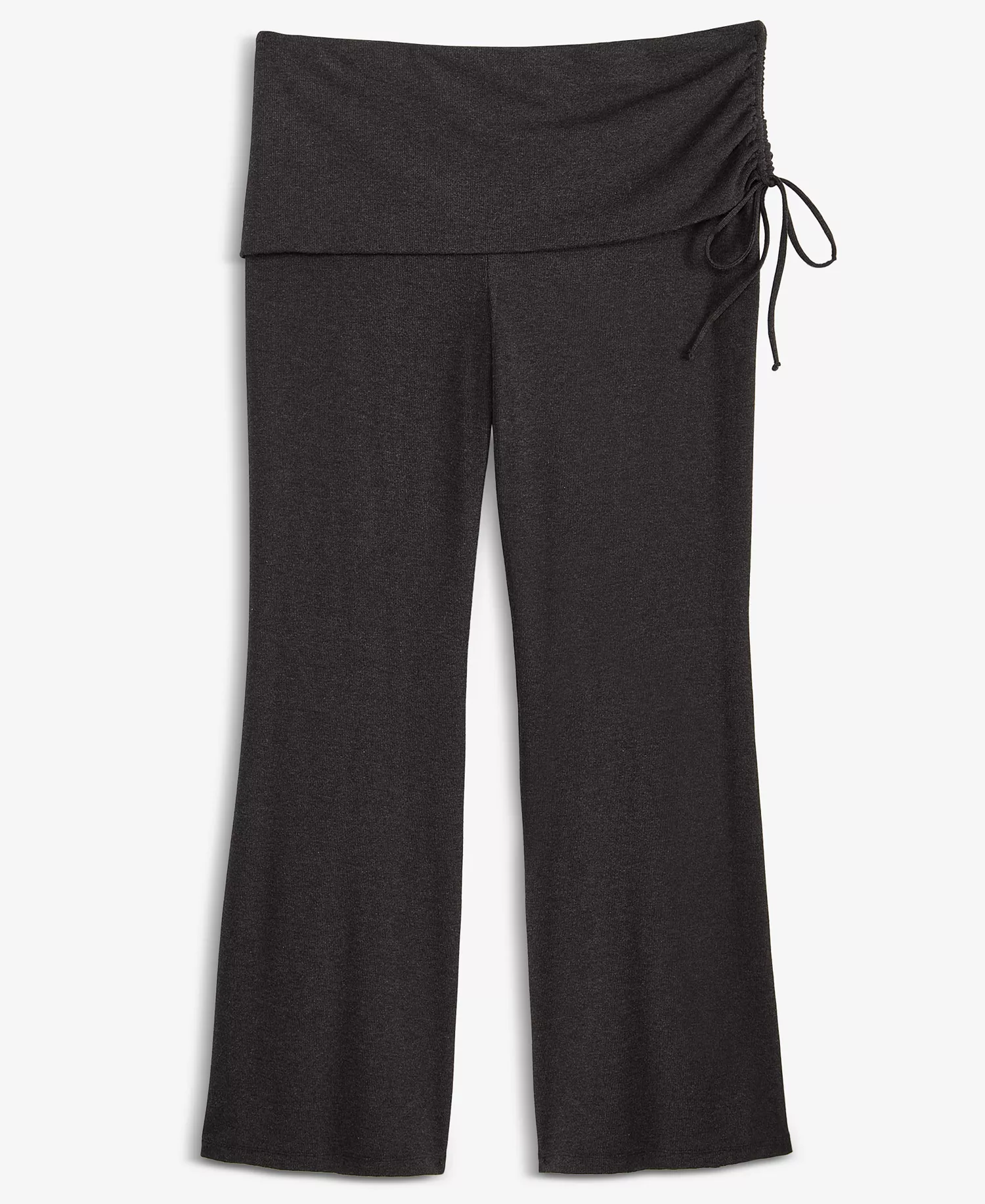 Plus Size Ribbed Foldover Drawstring Pants, Macy's Exclusive - Charcoal Heather - 0X