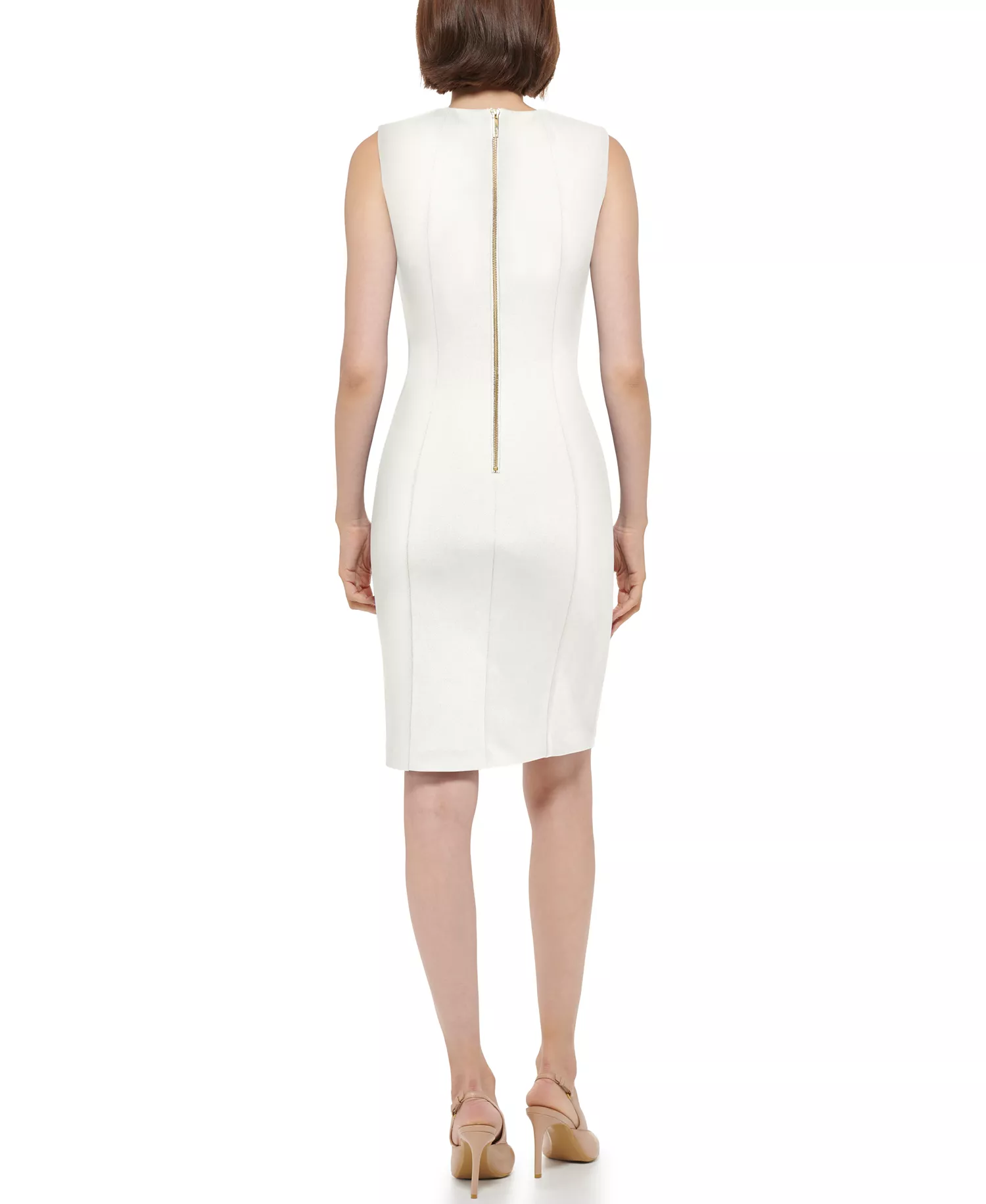 Women's V-Neck Short Dress - Cream - 10