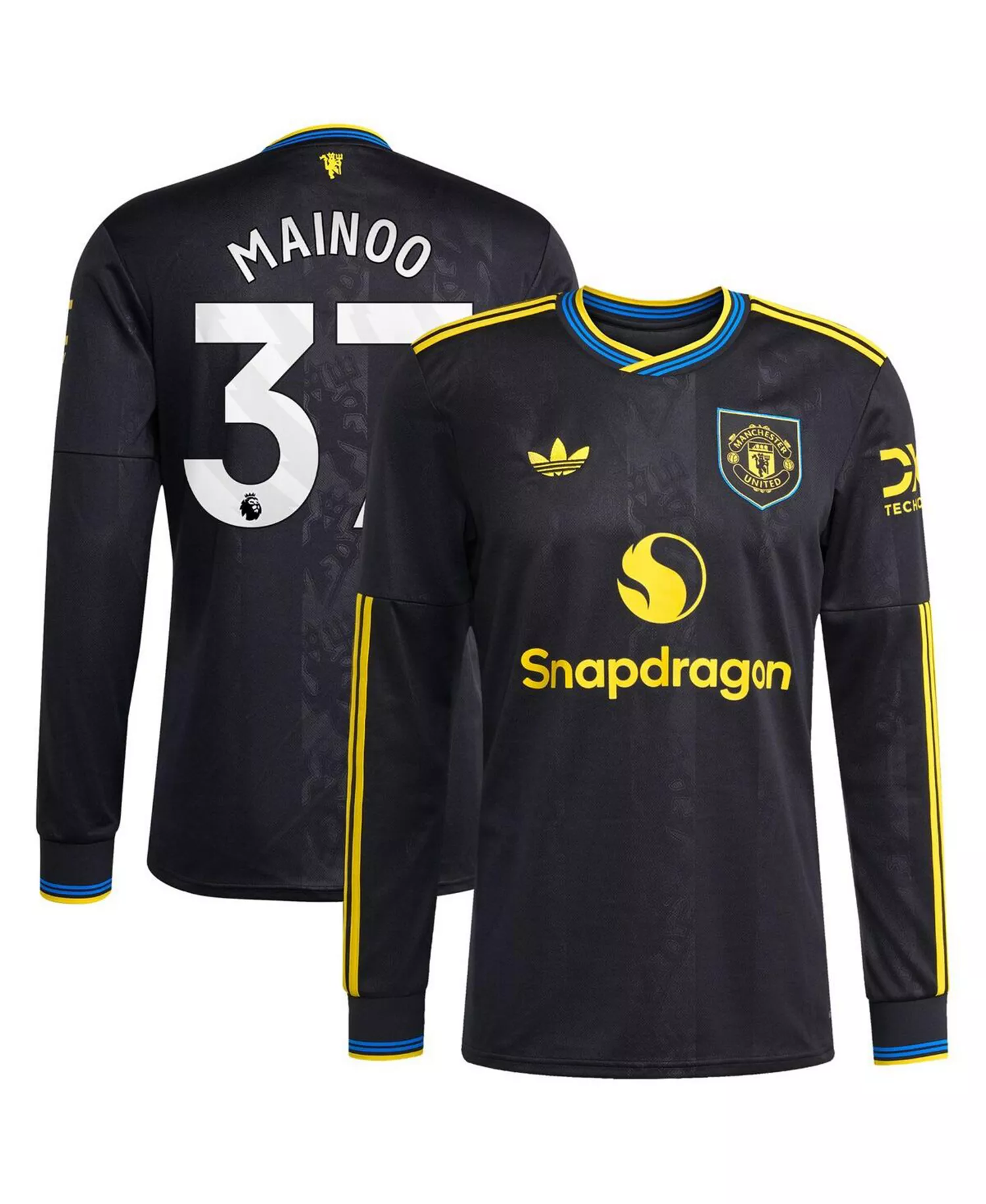Men's Kobbie Mainoo Black Manchester United 2025/26 Third Replica Long Sleeve Player Jersey - Black - 2XL