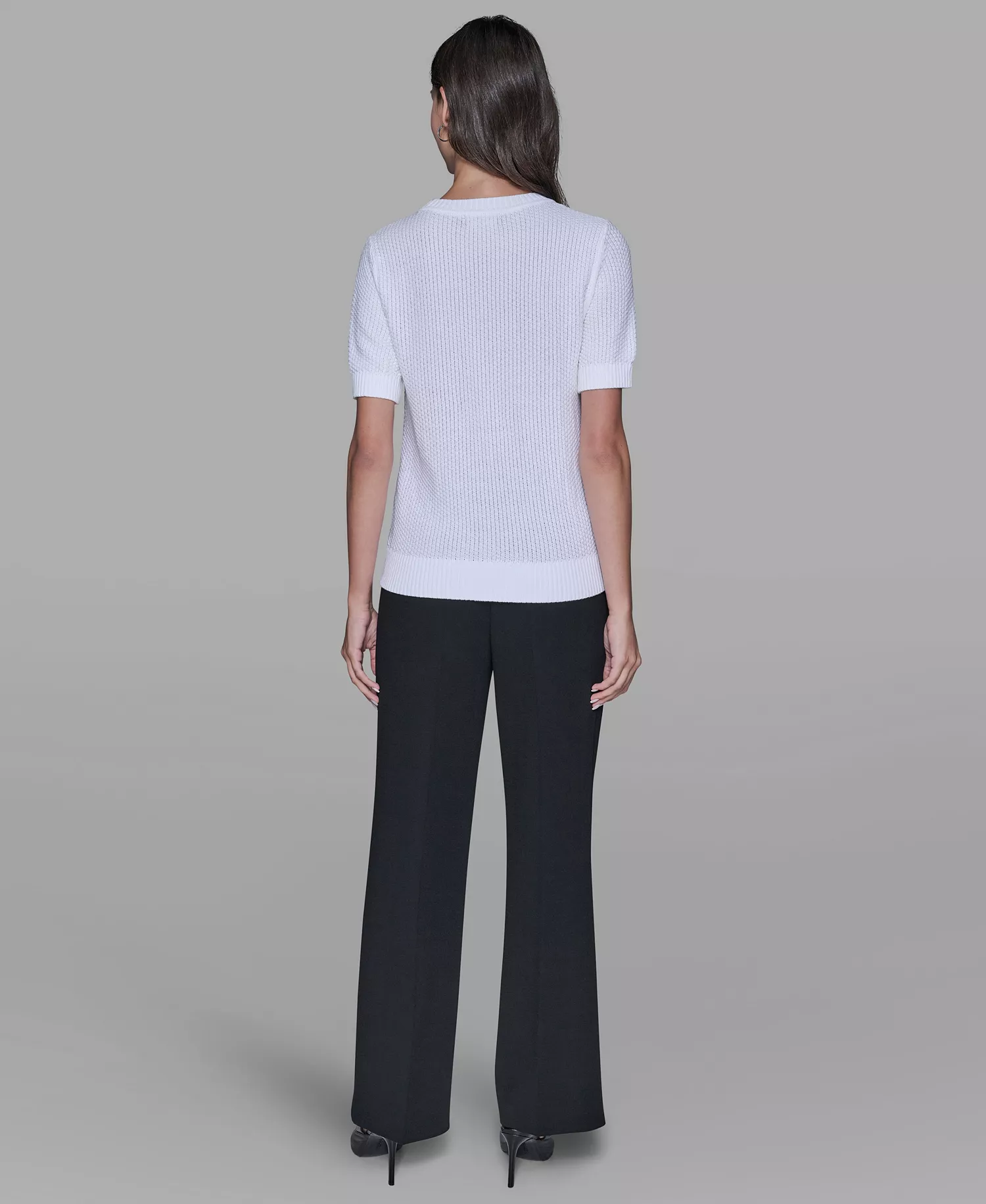 Women's Crewneck Floral Trimmed Sweater - Soft White - L