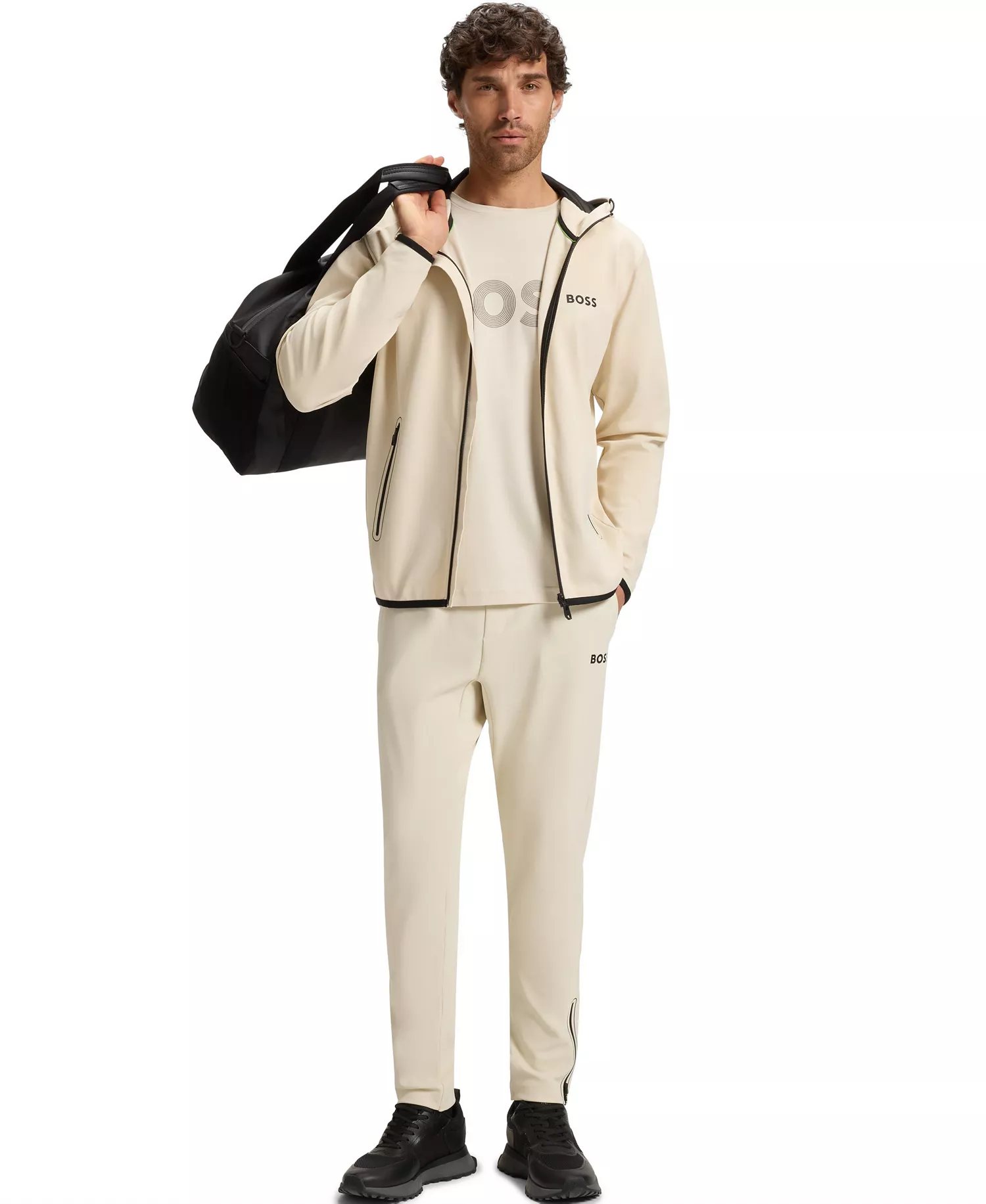 Men's Active Stretch-Gabardine Zip-Up Hoodie - Open White - 3XL
