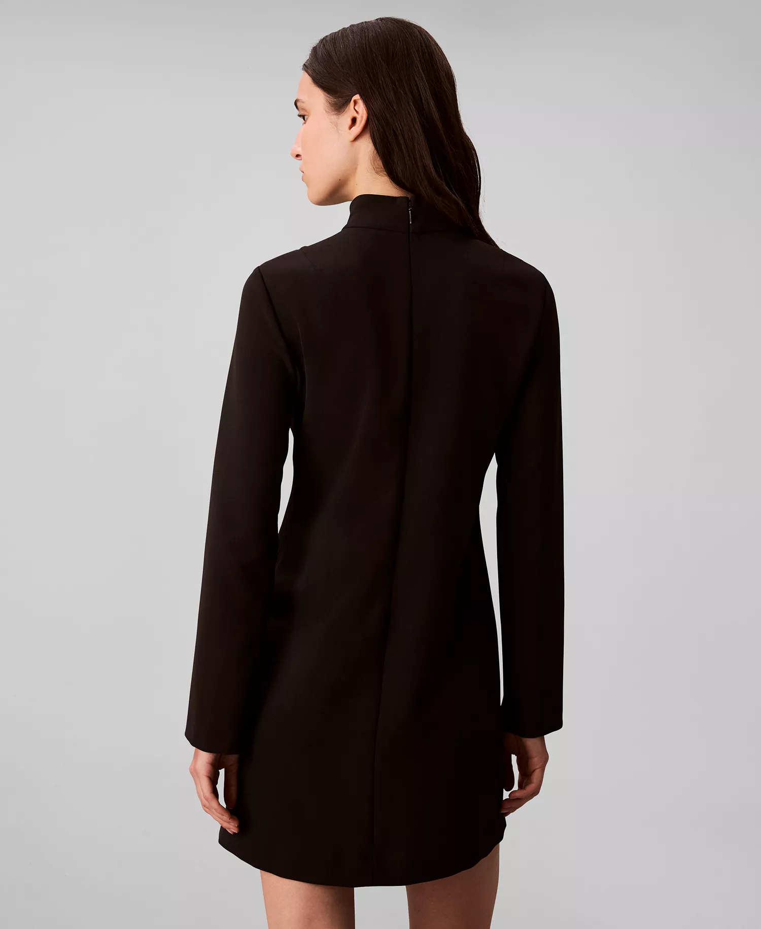 Women's Long Sleeve Turtle Neck Mini Dress - Black - 14