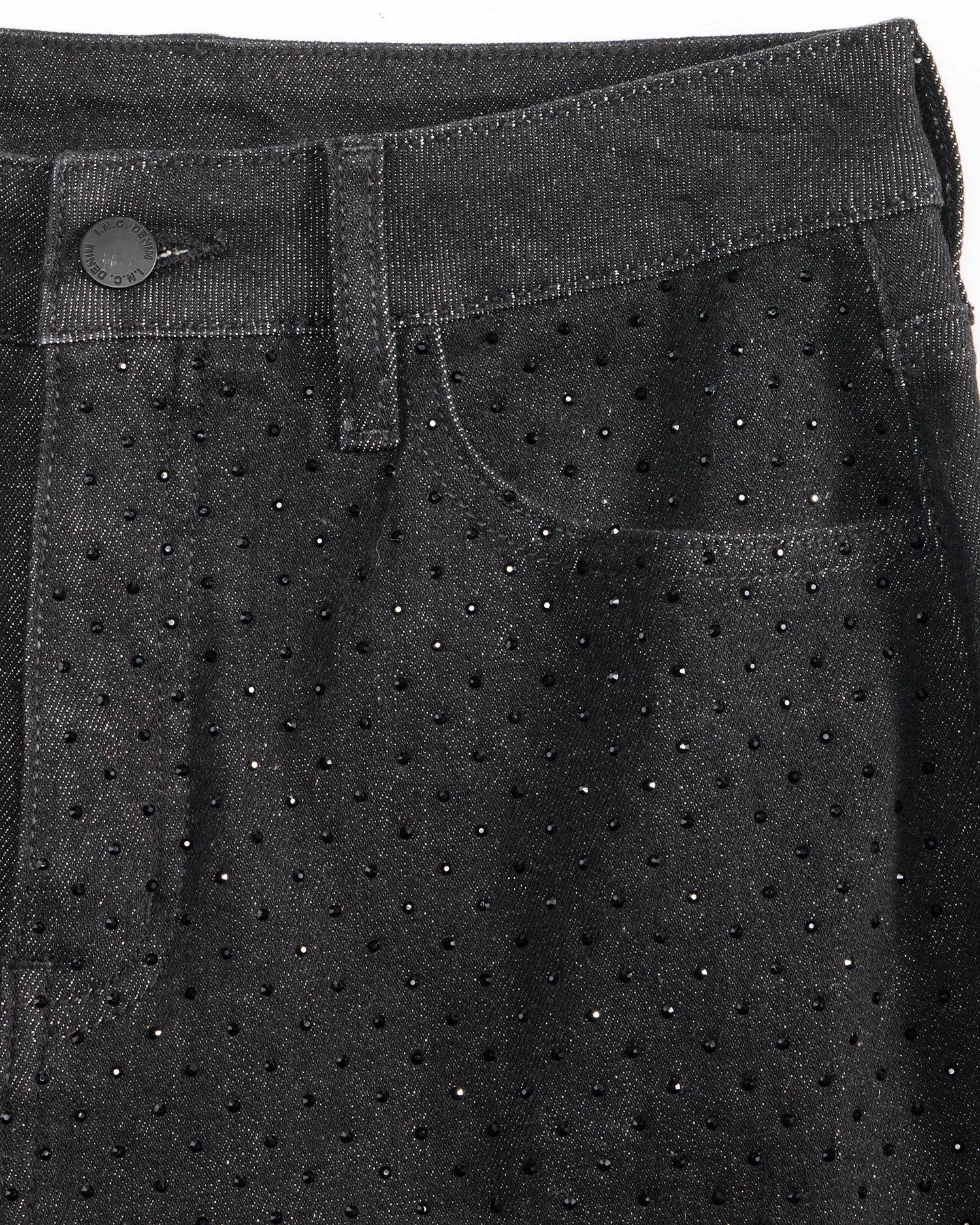 Women's High-Rise Wide-Leg Embellished Jeans, Macy's Exclusive  - Washed Bla - 10