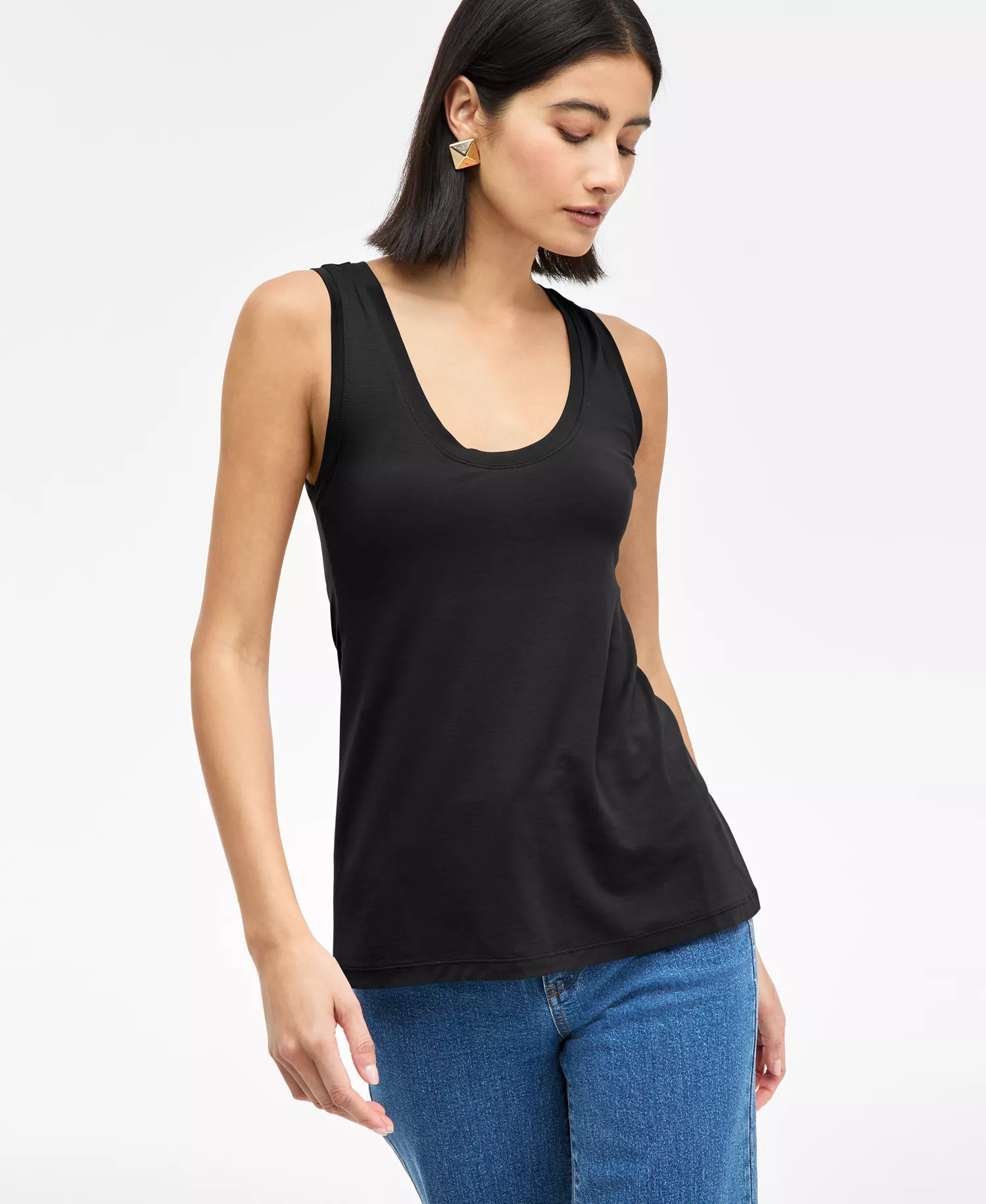 Women's Luxe-Layering Jersey Tank Top, Exclusively at Macy's - Deep Black - L