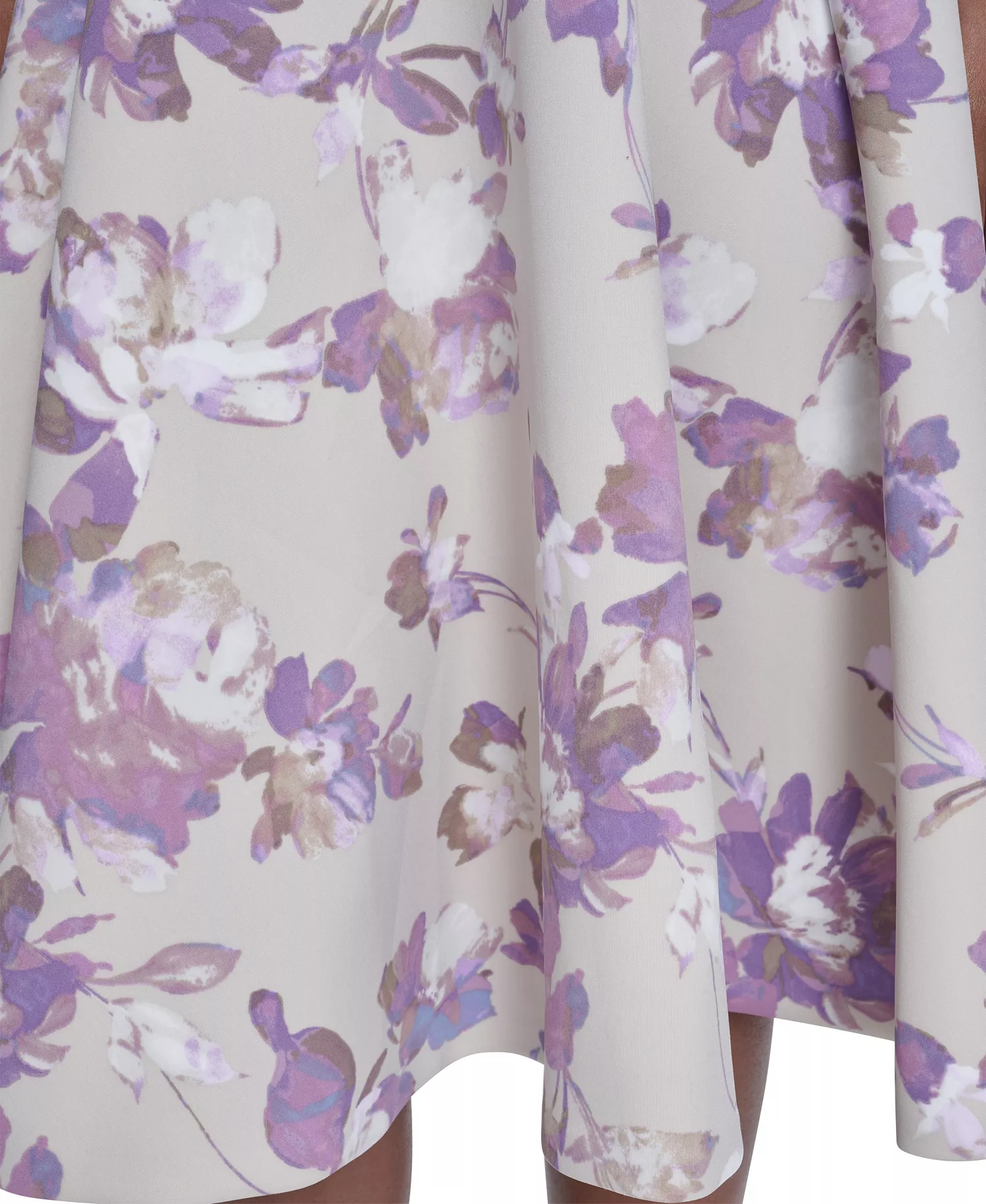 Women's Short-Sleeve Scuba Midi Dress - Khaki/Regal Multi - 10