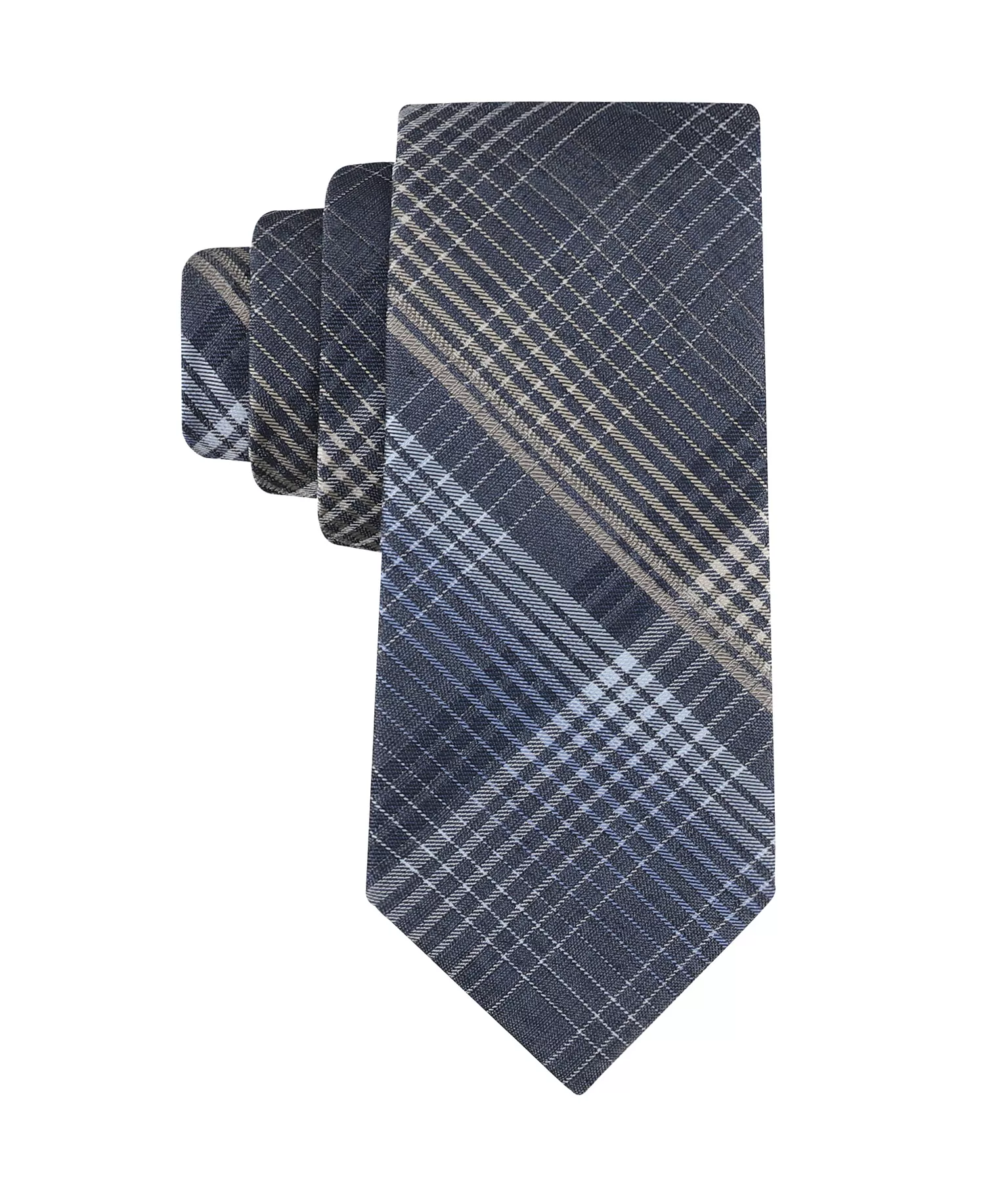 Men's Kevin Plaid Tie - Navy - ONE SIZE
