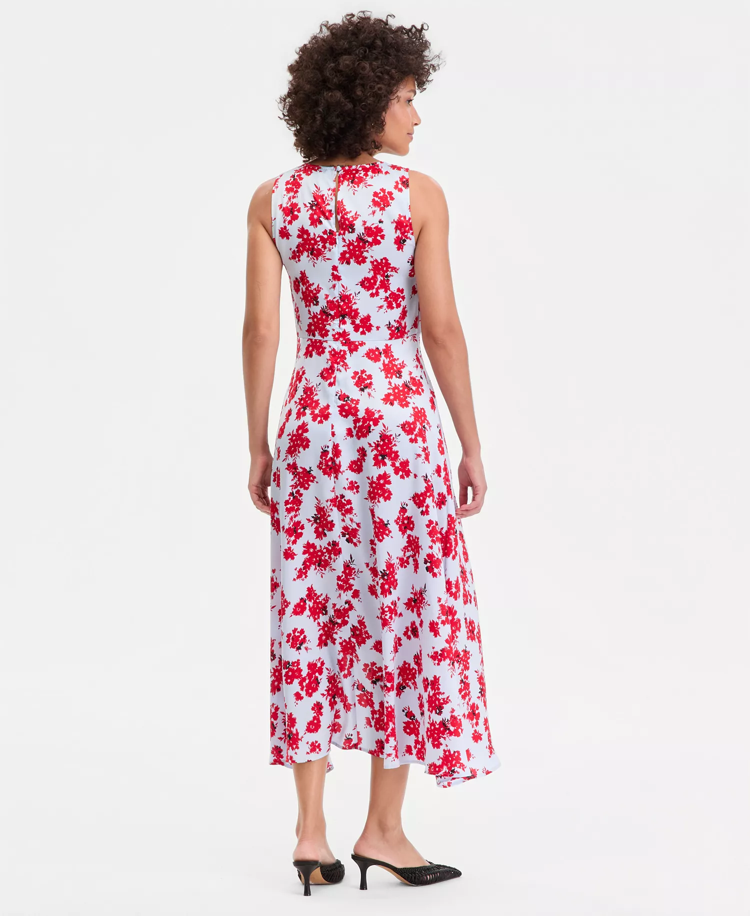 Women's Printed Sleeveless Asymmetrical-Hem Dress, Macy's Exclusive - Abia Bouquet - L