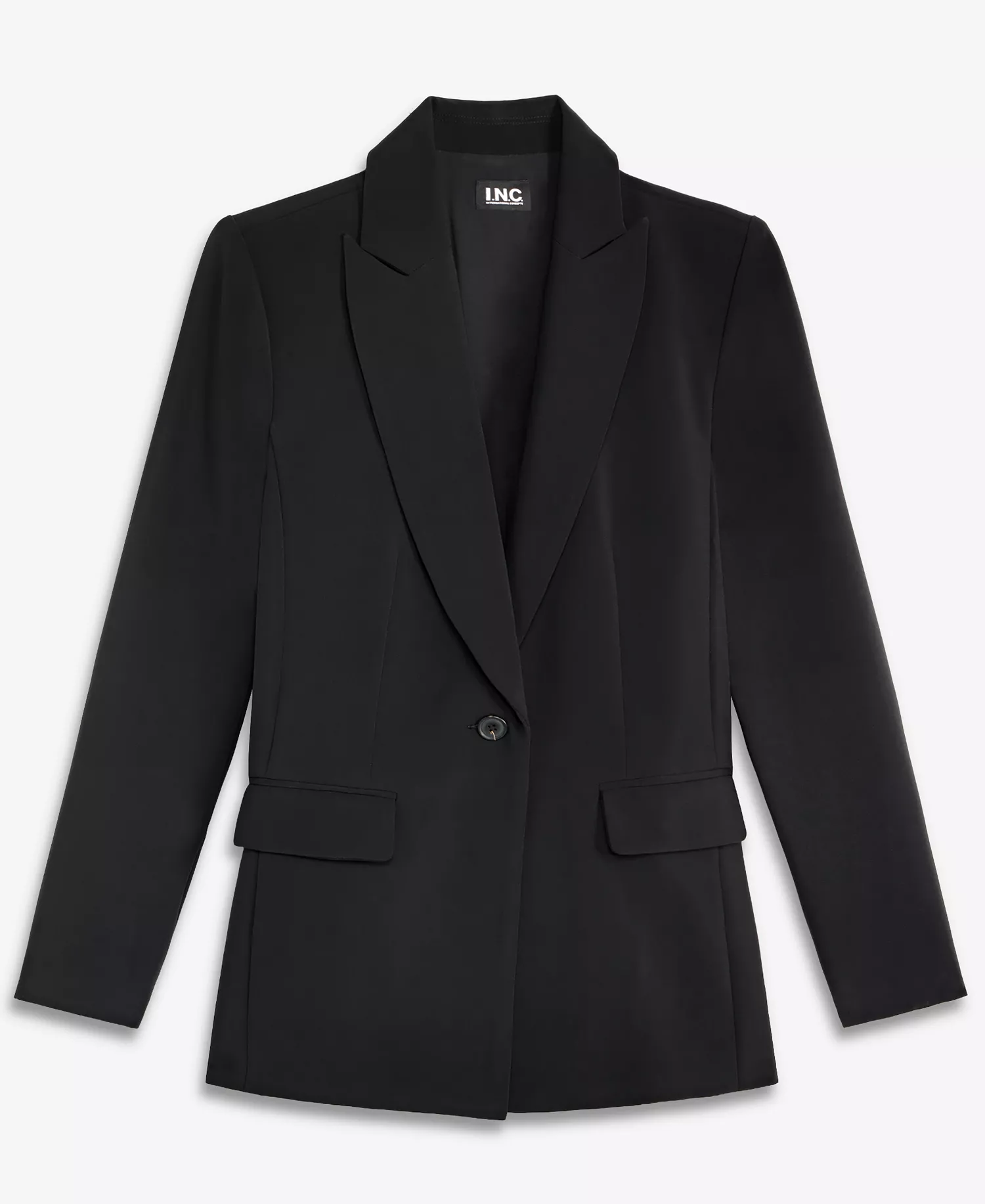 Women's Oversized One-Button Blazer, Macy's Exclusive - Deep Black - L