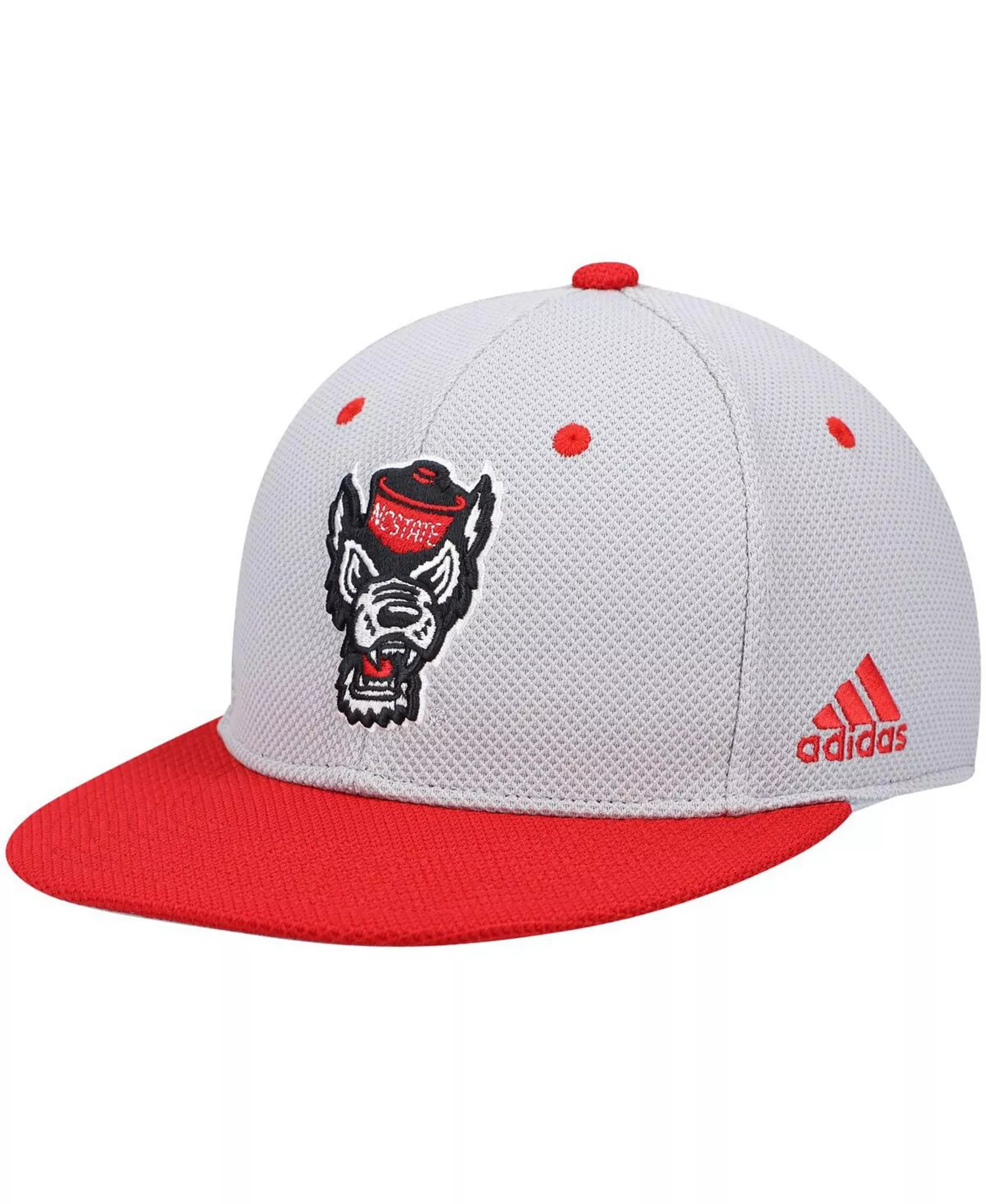 Men's Gray and Red NC State Wolfpack On-Field Baseball Fitted Hat - Gray, Red - 8