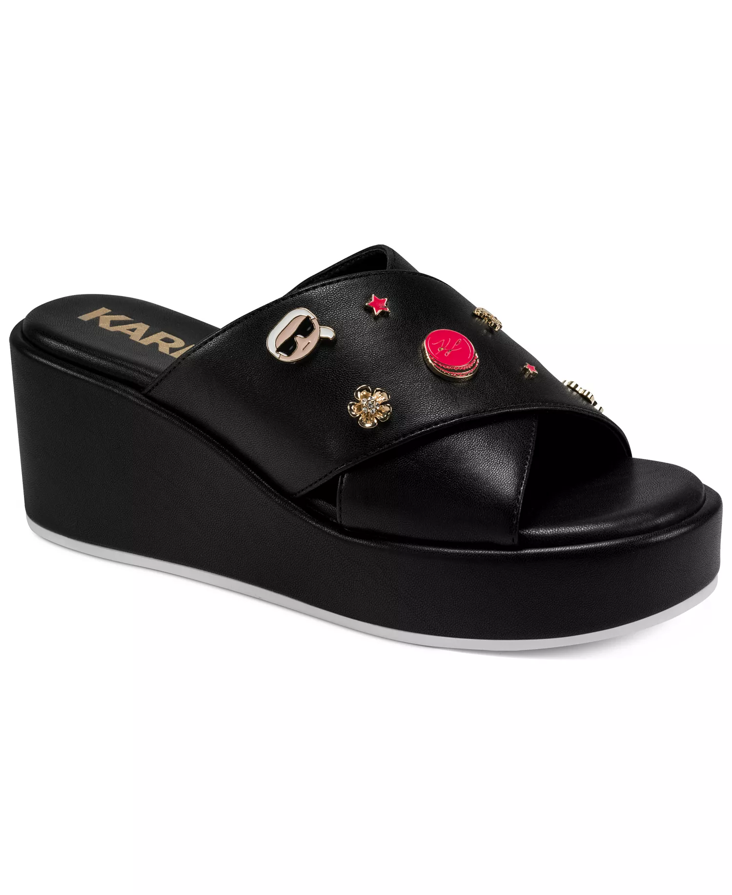 Women's Caleigh Macaron Wedge Slides - Black - 6