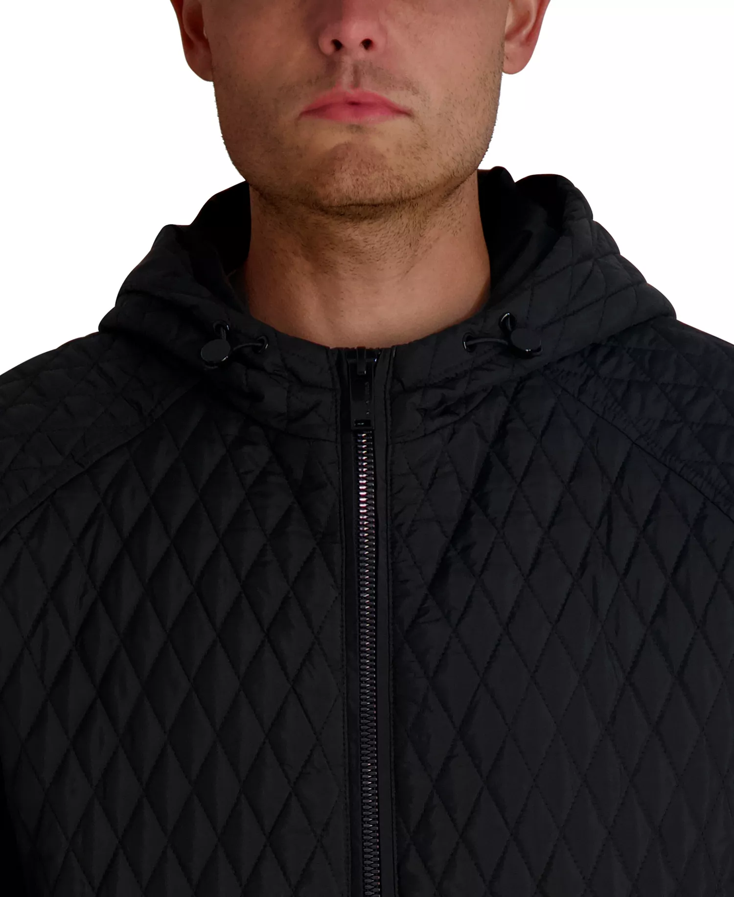 Men's Diamond Quilted Bomber Jacket - Black - 2XL