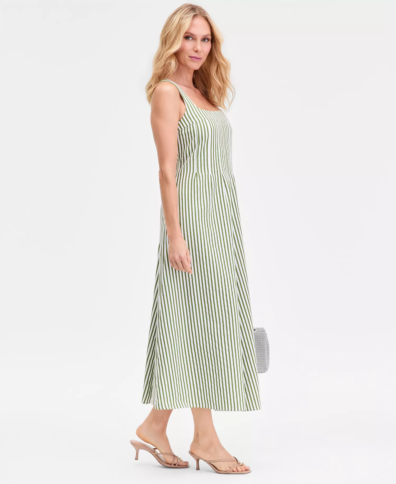 Women's Bryn Sleeveless Striped Dress, Macy's Exclusive - Brynn Stripe Green - L