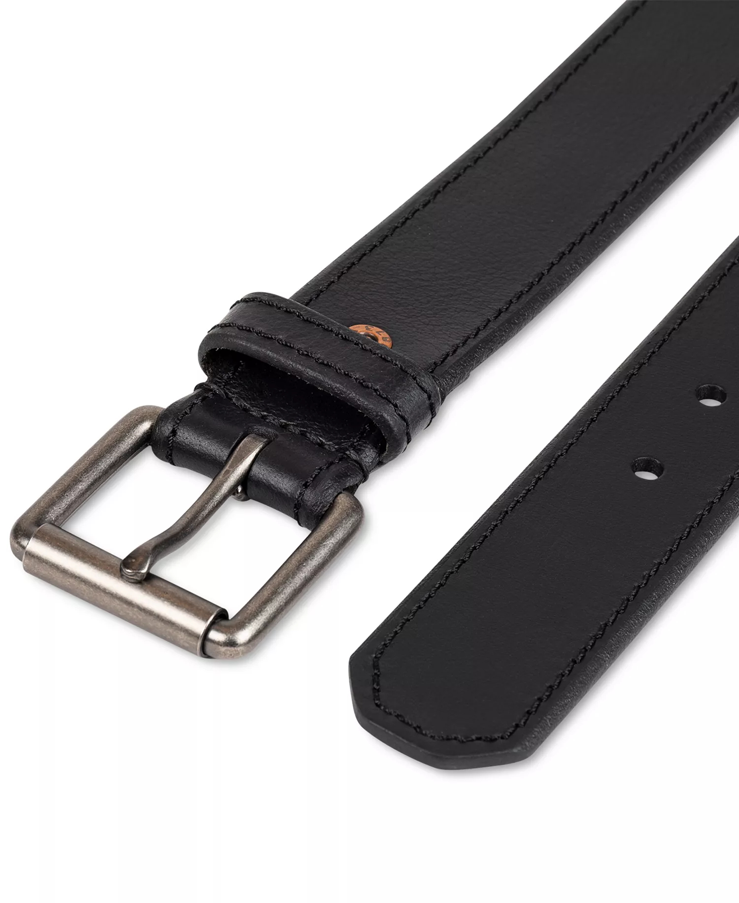 Men's Beveled-Edge Leather Belt - Black - L (38-40)