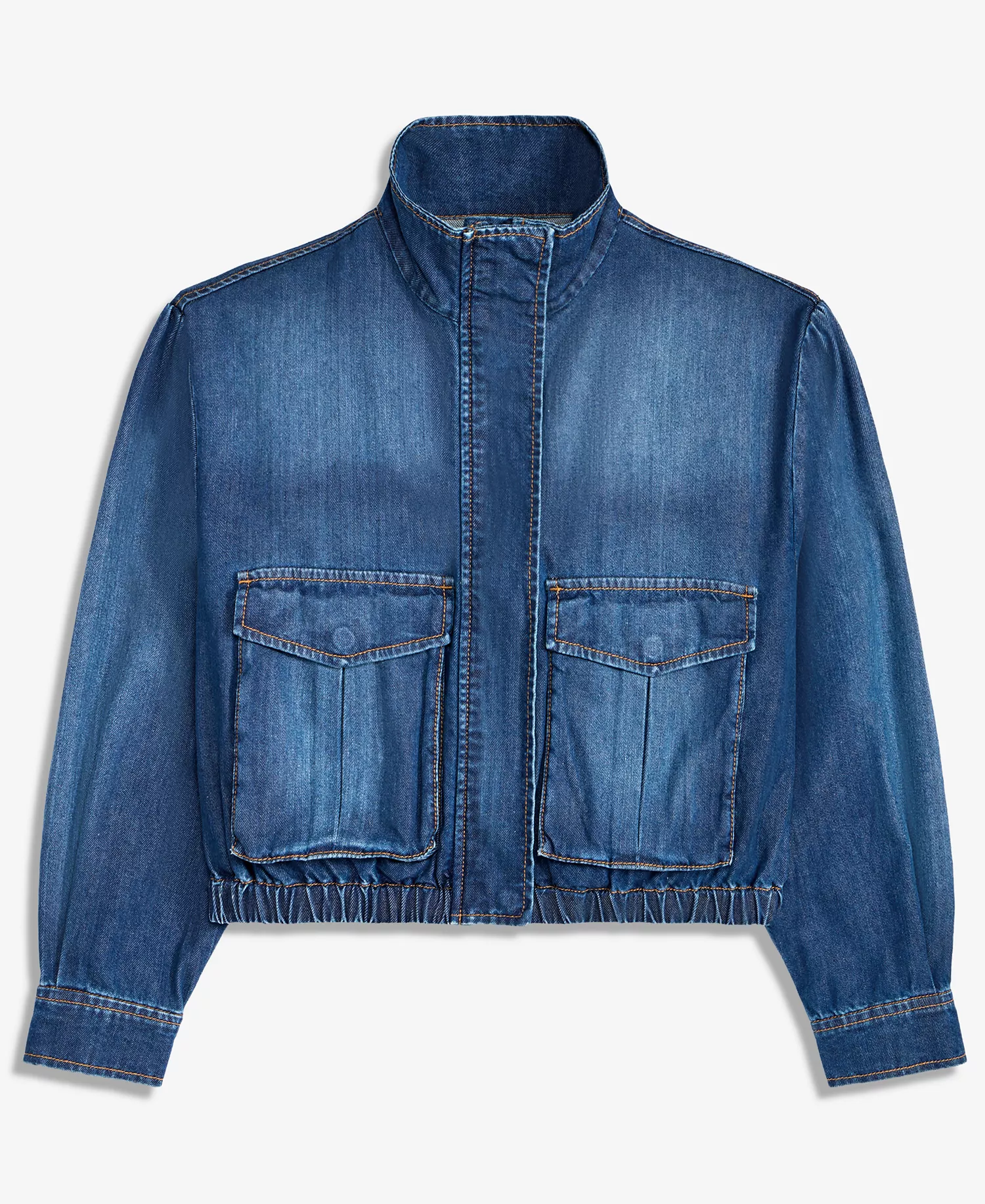 Women's Denim Bomber Jacket, Macy's Exclusive - Blue Sky Wash - L