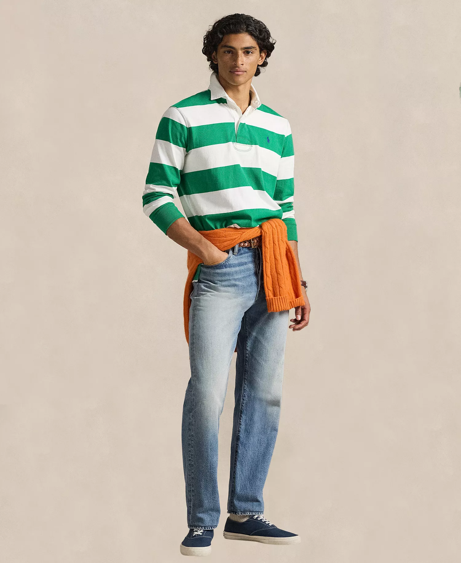 Men's Iconic Rugby Classic-Fit Shirt - Billiard/White - 2XL