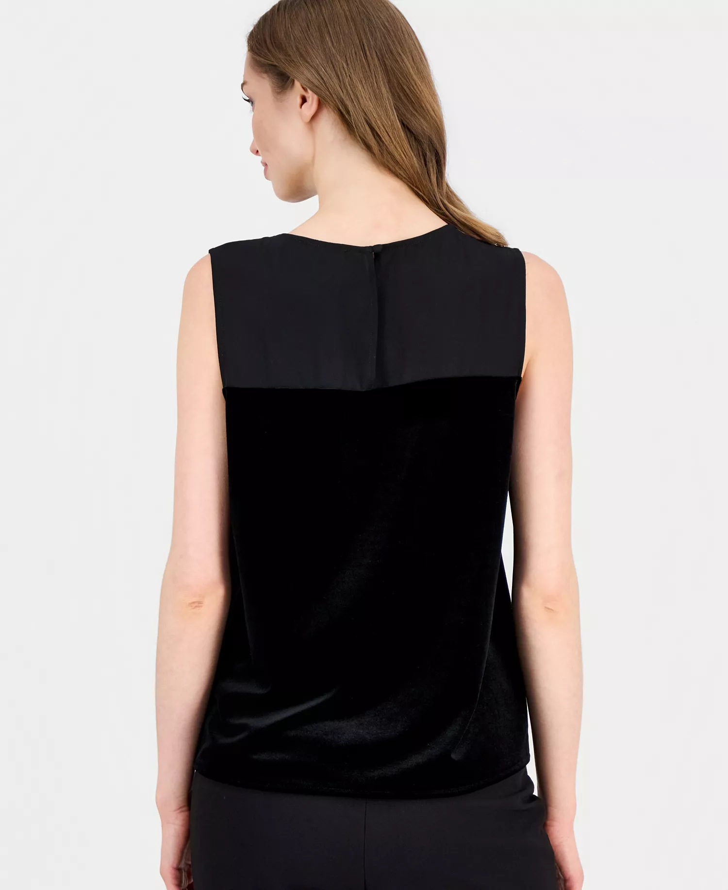 Women's Sleeveless Mixed-Media Top - Black - L