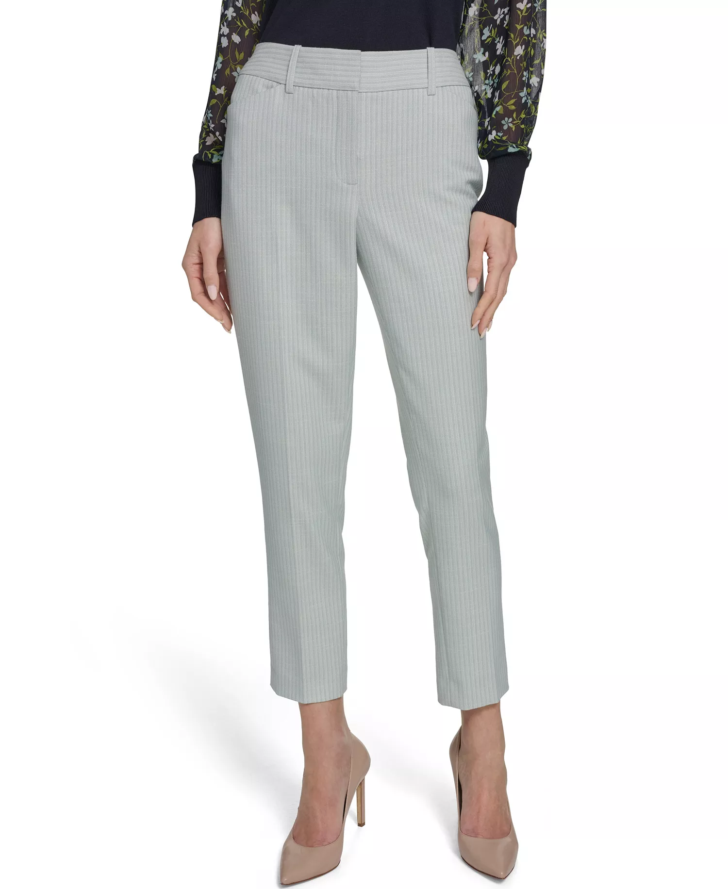 Women's Slim Fit Tonal Stripe Pants - Harbor Gray Multi - 0