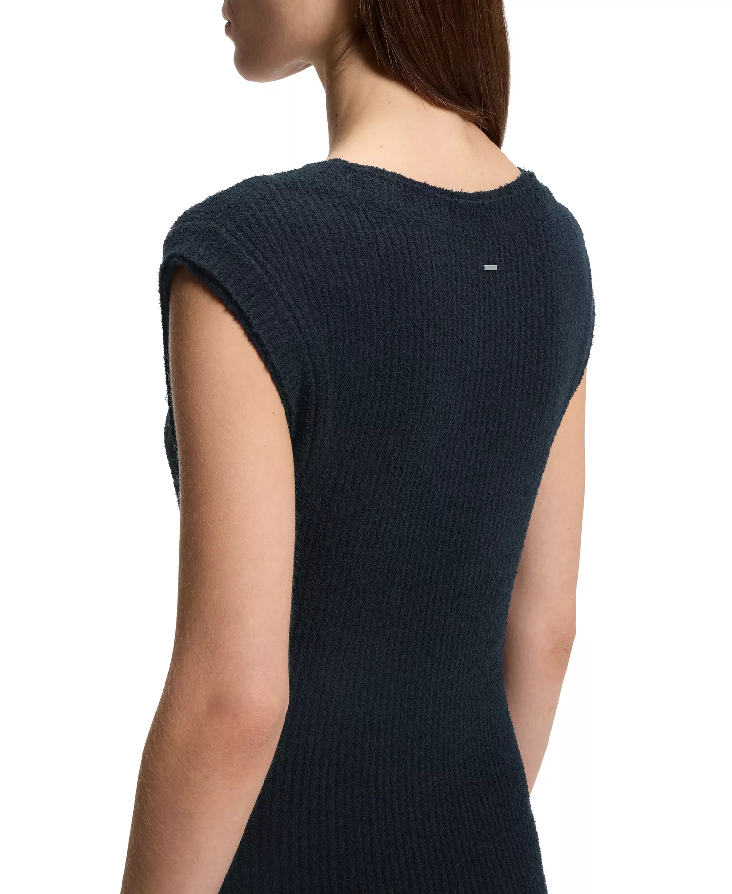 BOSS by Women's Bouclé Yarn Slim-Fit Ribbed Dress - Dark Blue - L