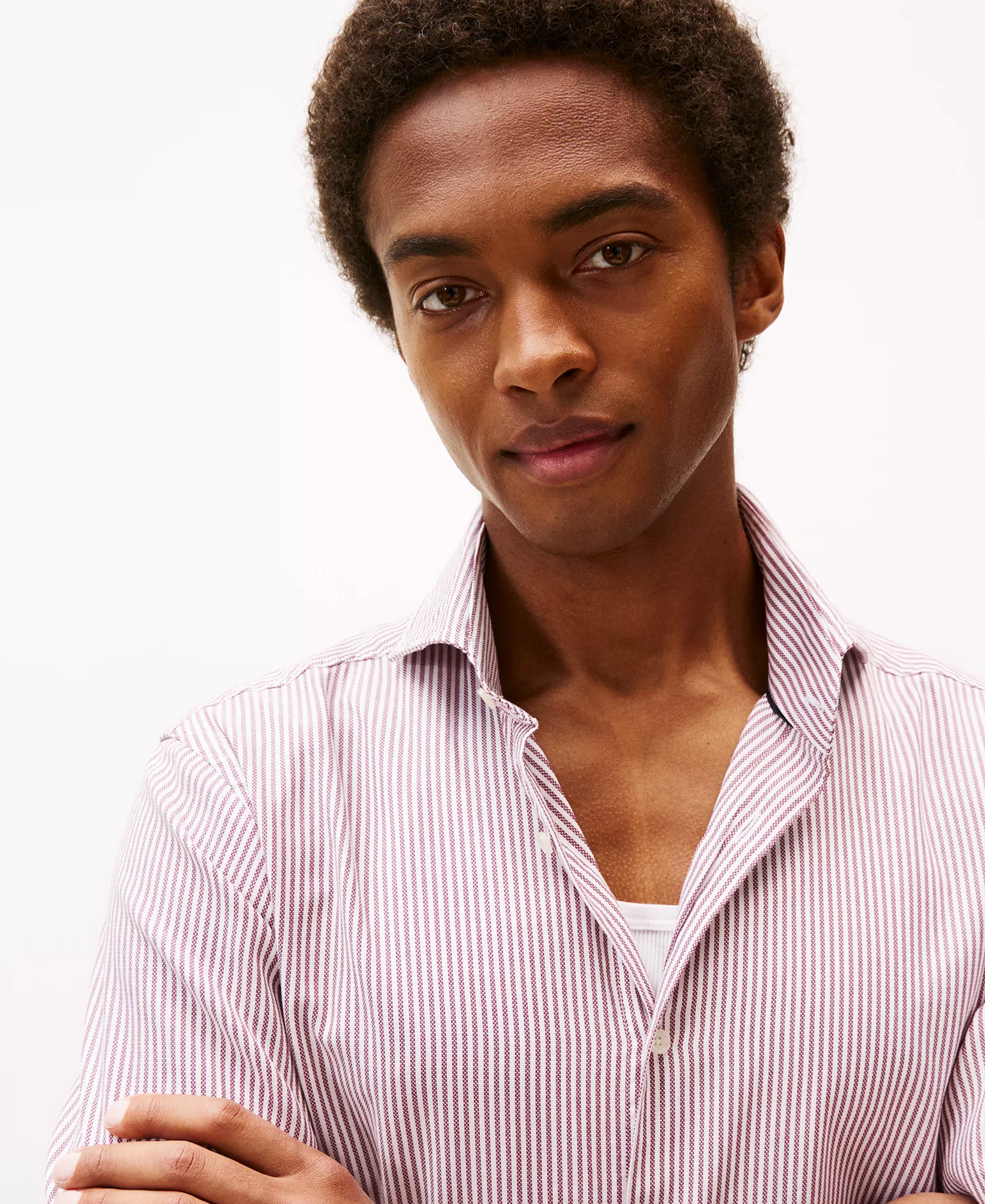 Men's Royal Oxford Ithaca Long Sleeve Button Up Shirt - Deep Rouge/white - L