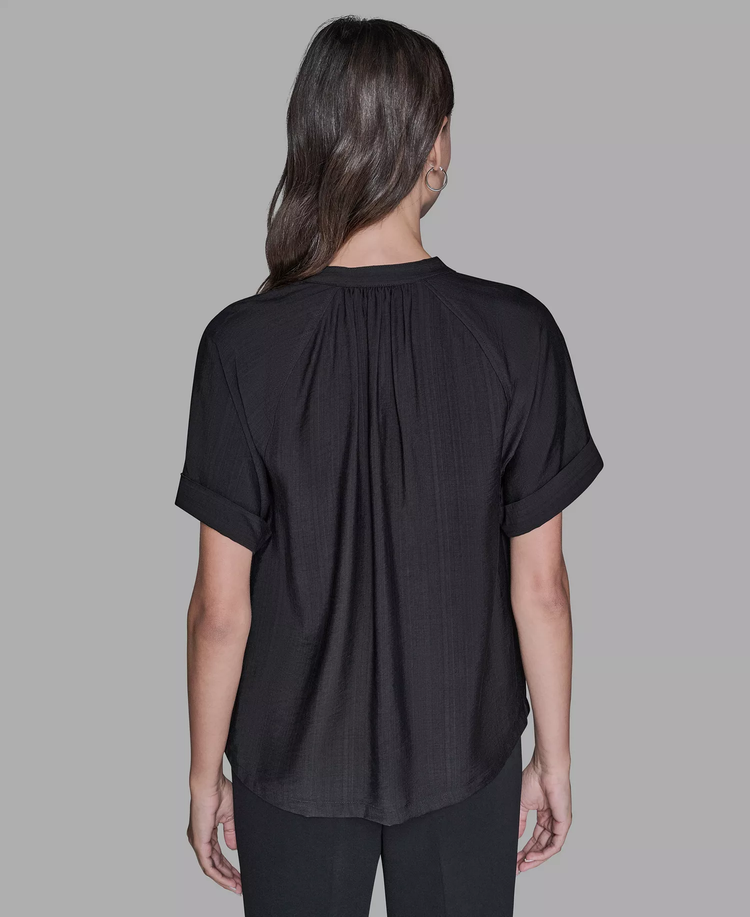 Women's Drop Shoulder Top - Black - L