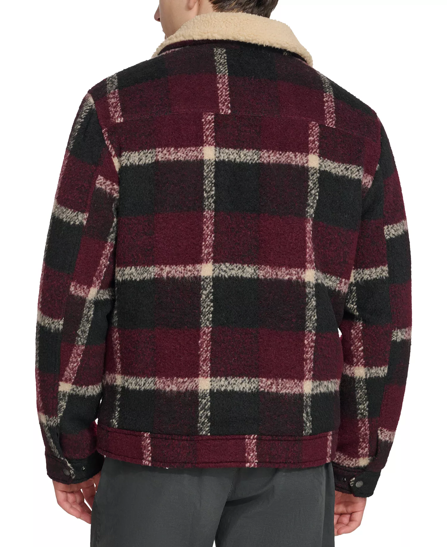 Men's Plaid Full-Zip Depot Jacket with Fleece Collar - Black Putty - L